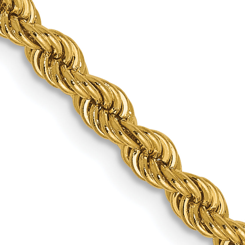 2.25mm 14K Yellow Gold Solid Rope Chain - Sophia Jewelers