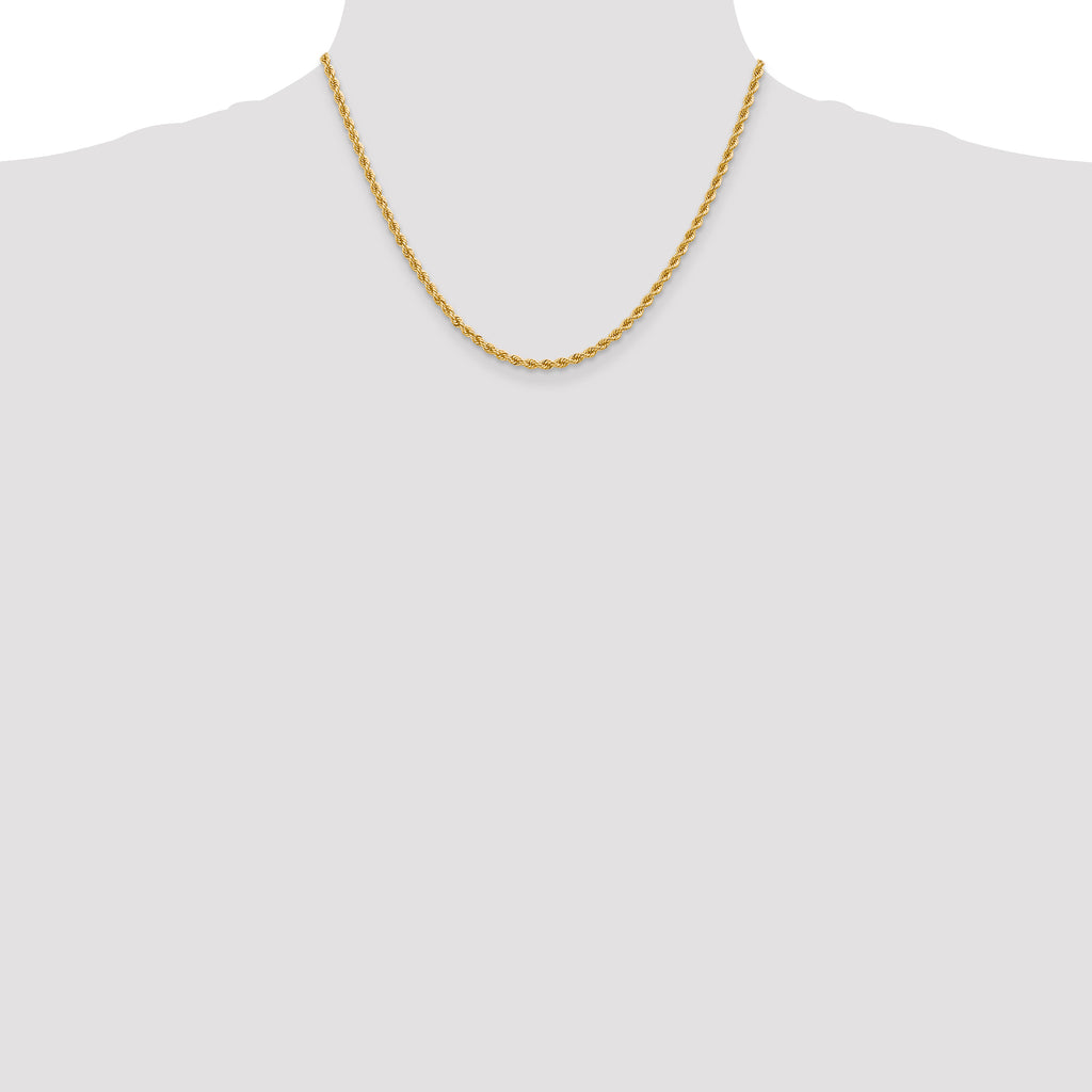 2.75mm 14K Yellow Gold Solid Rope Chain - Sophia Jewelers