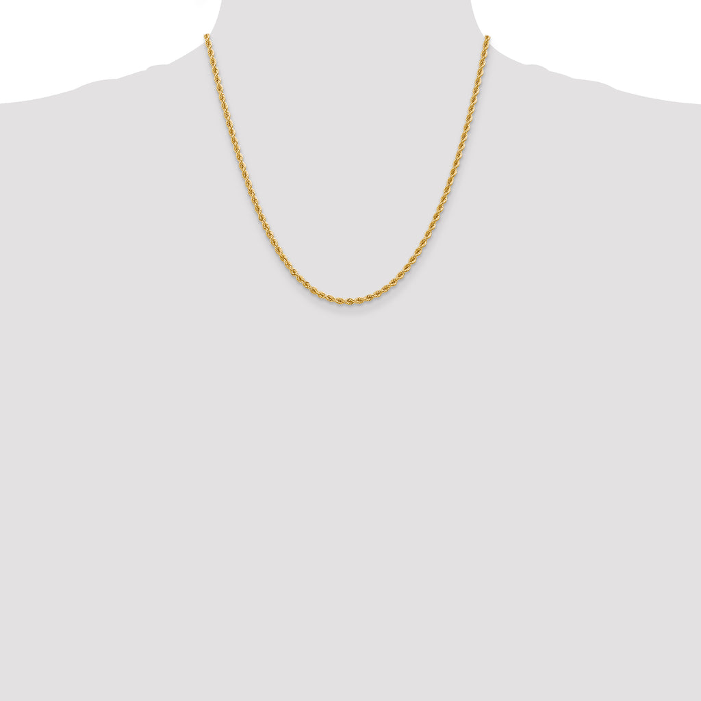 14K 2.75mm Solid Regular Rope Chain