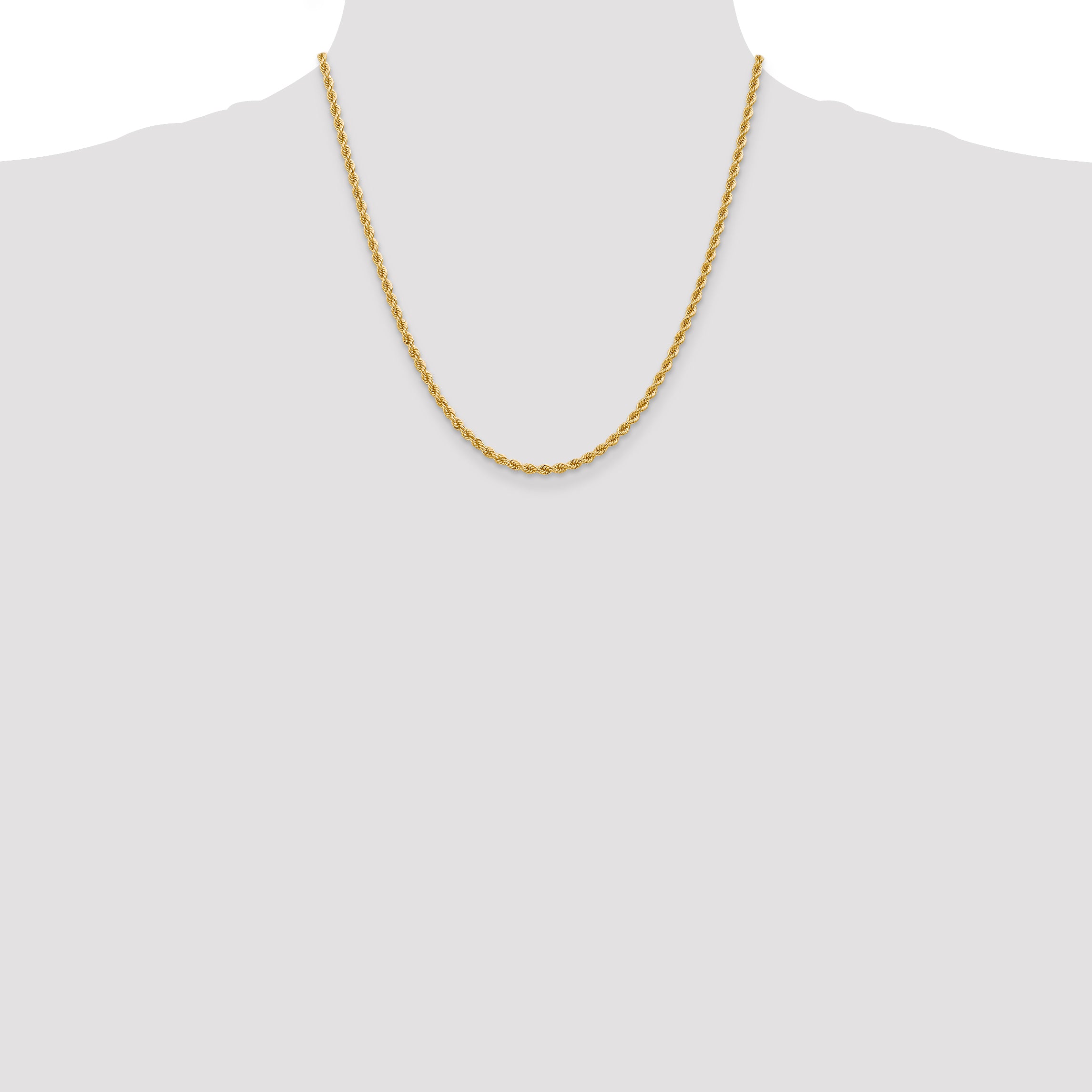 14K 2.75mm Solid Regular Rope Chain