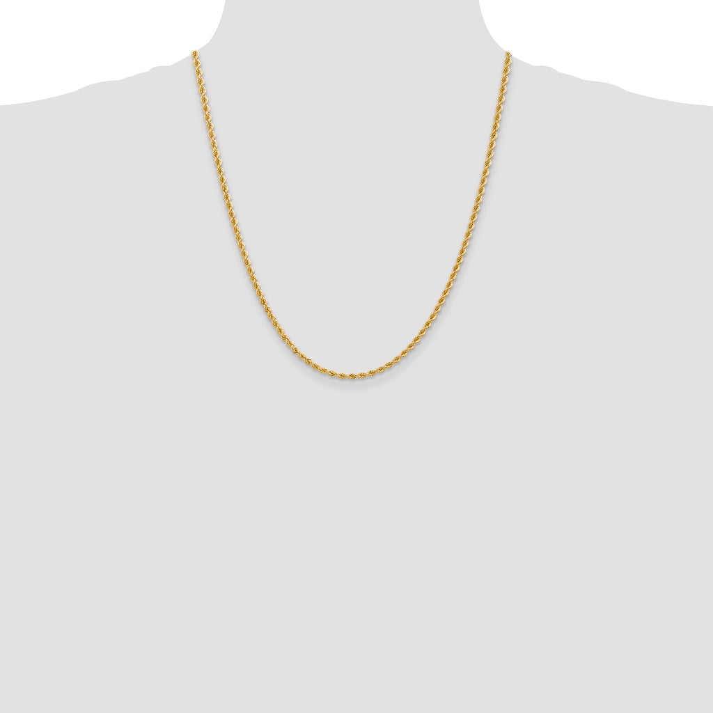 14K 2.75mm Solid Regular Rope Chain