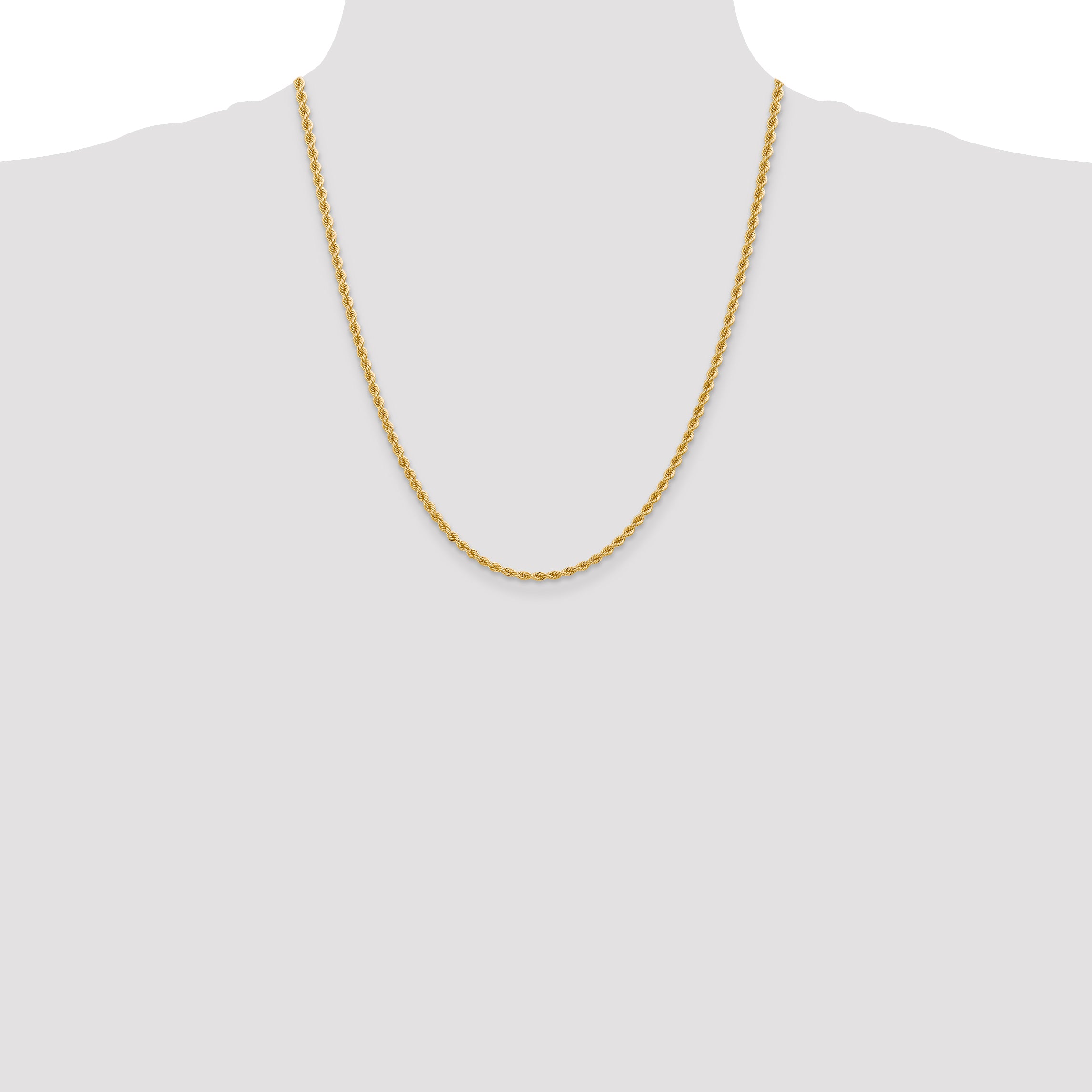 14K 2.75mm Solid Regular Rope Chain