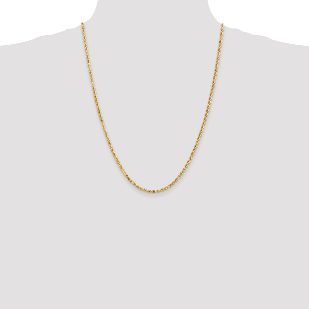 14K 2.75mm Solid Regular Rope Chain