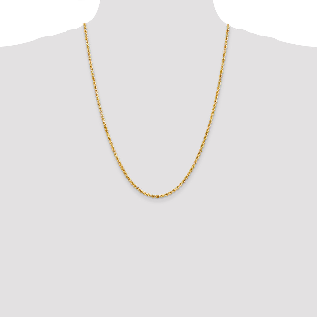 14K 2.75mm Solid Regular Rope Chain