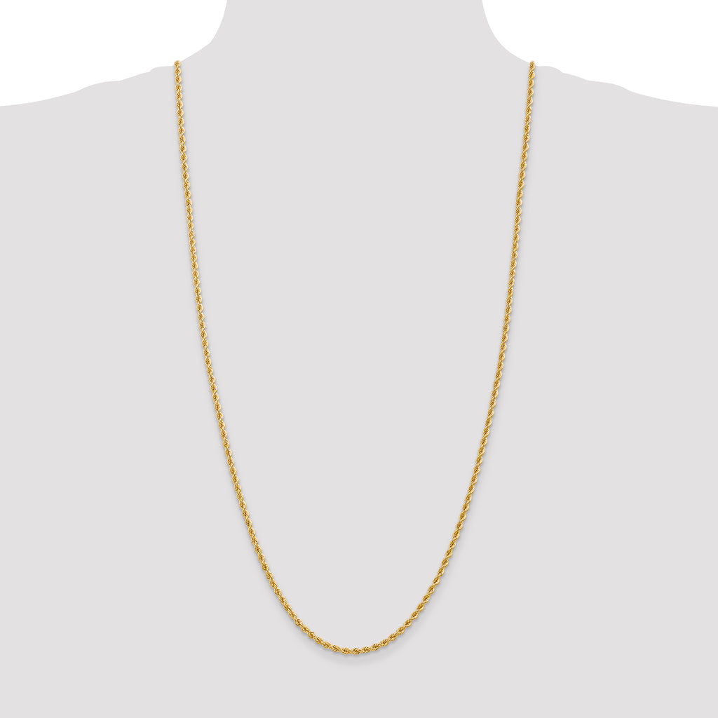 14K 2.75mm Solid Regular Rope Chain