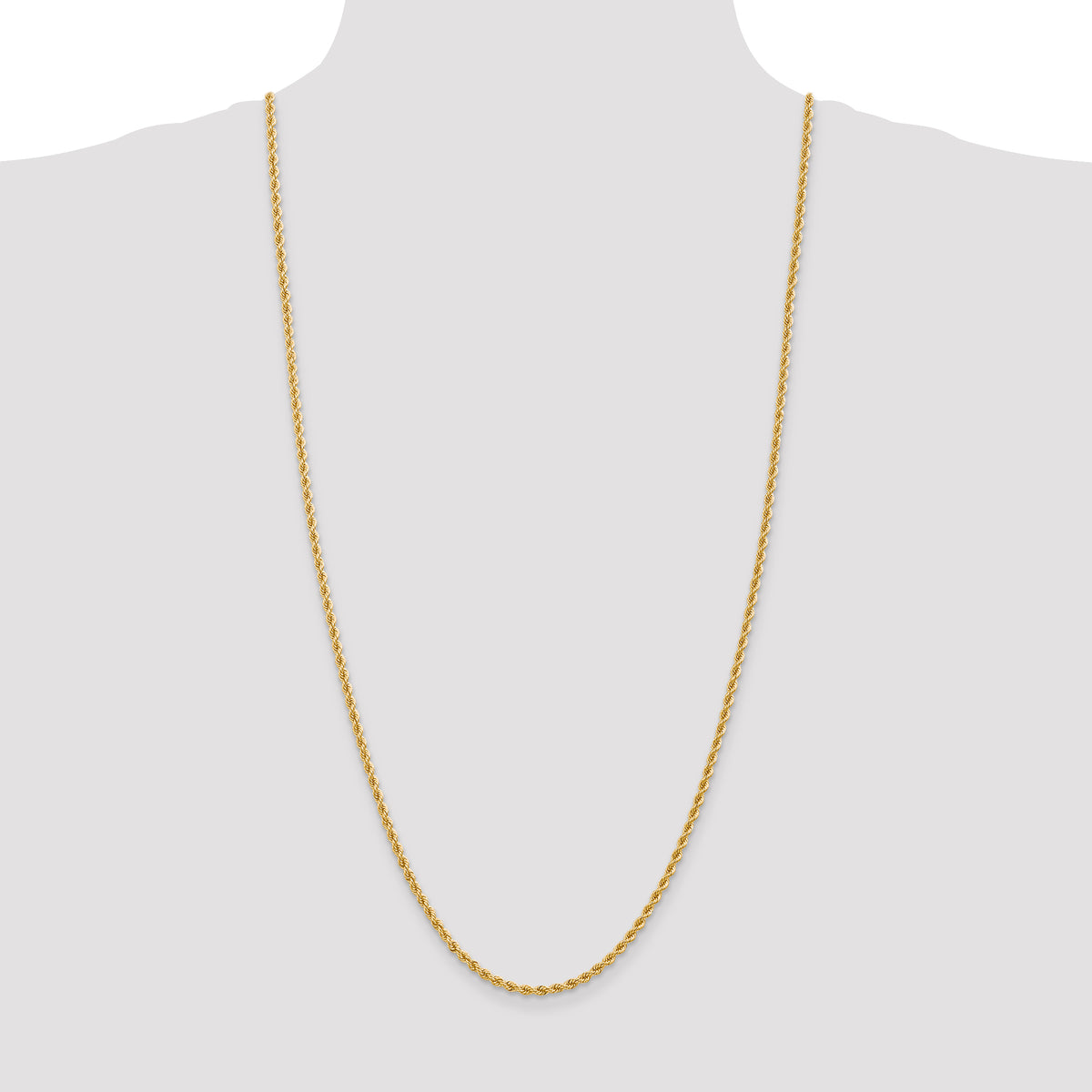 14K 2.75mm Solid Regular Rope Chain