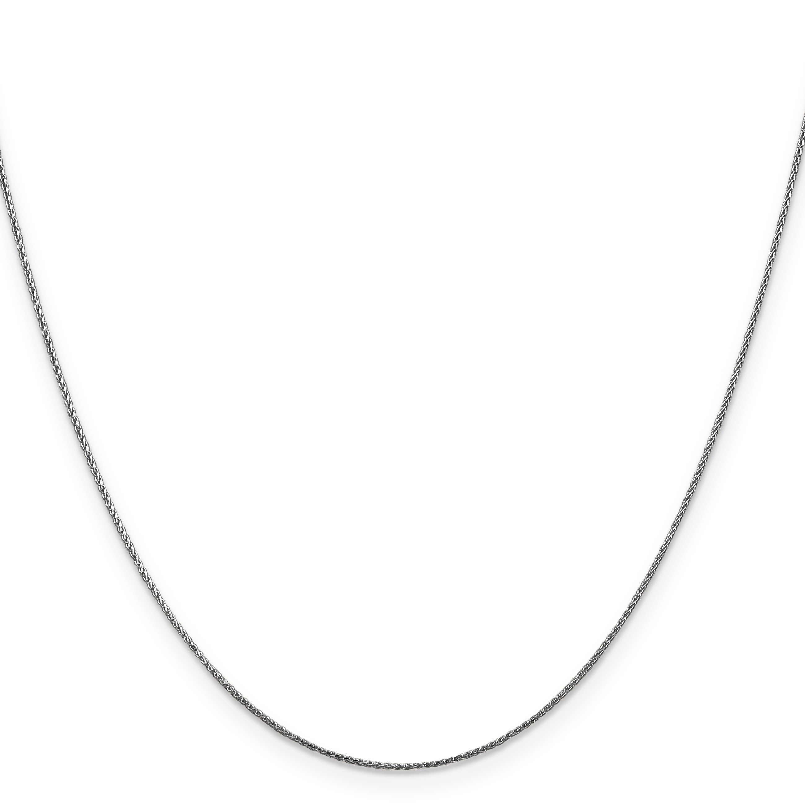 14K White Gold Solid Diamond-Cut Wheat Chain Necklace 0.65mm