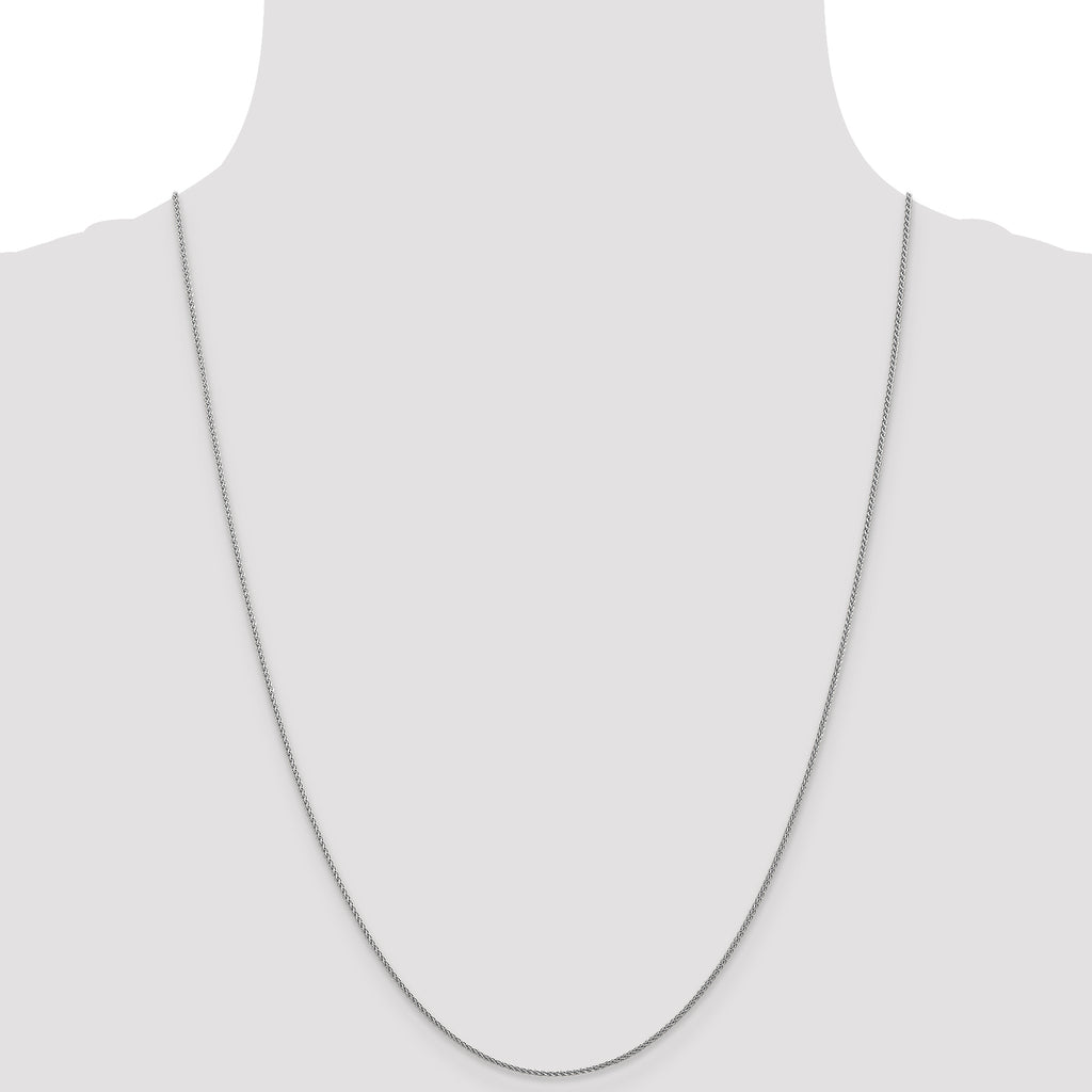 14K White Gold Solid Diamond-Cut Wheat Chain Necklace 1mm