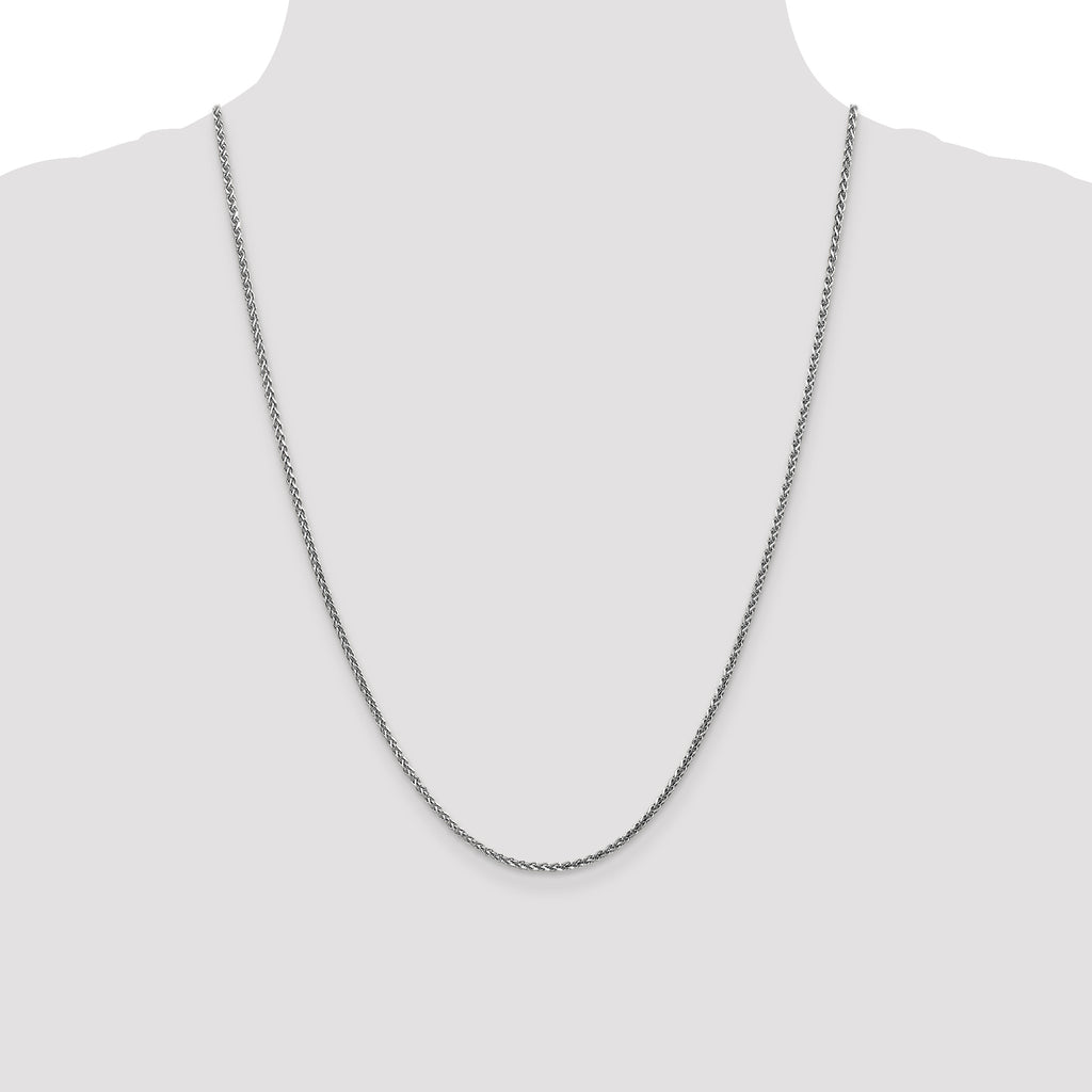 14K White Gold Solid Diamond-Cut Wheat Chain Necklace 1.8mm