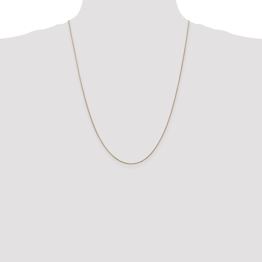 14K Yellow Gold Solid Diamond-Cut Wheat Chain Necklace 0.65mm