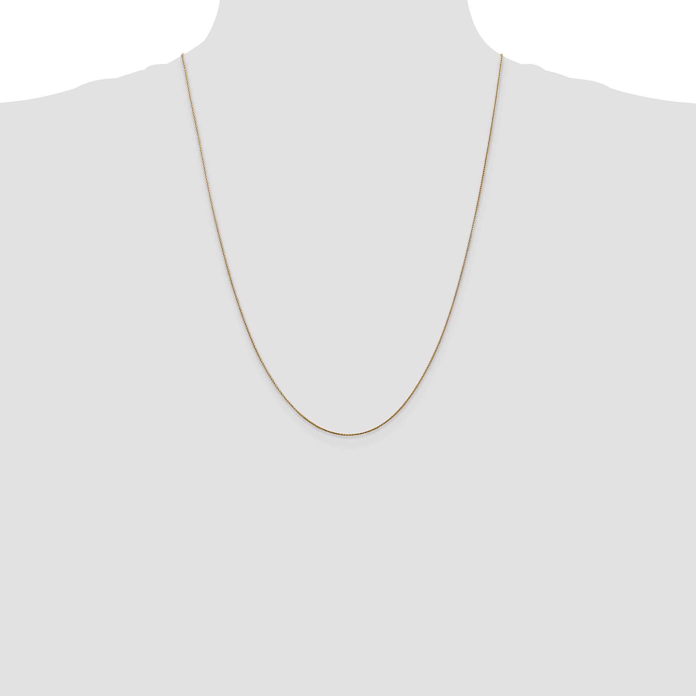 14K Yellow Gold Solid Diamond-Cut Wheat Chain Necklace 0.65mm