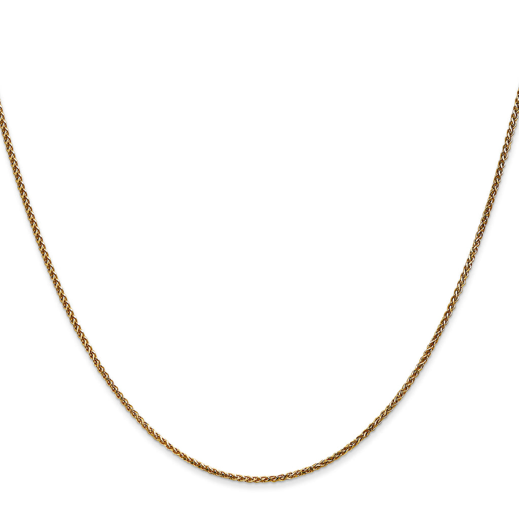 14K Yellow Gold Solid Diamond-Cut Wheat Chain Necklace 1.2mm
