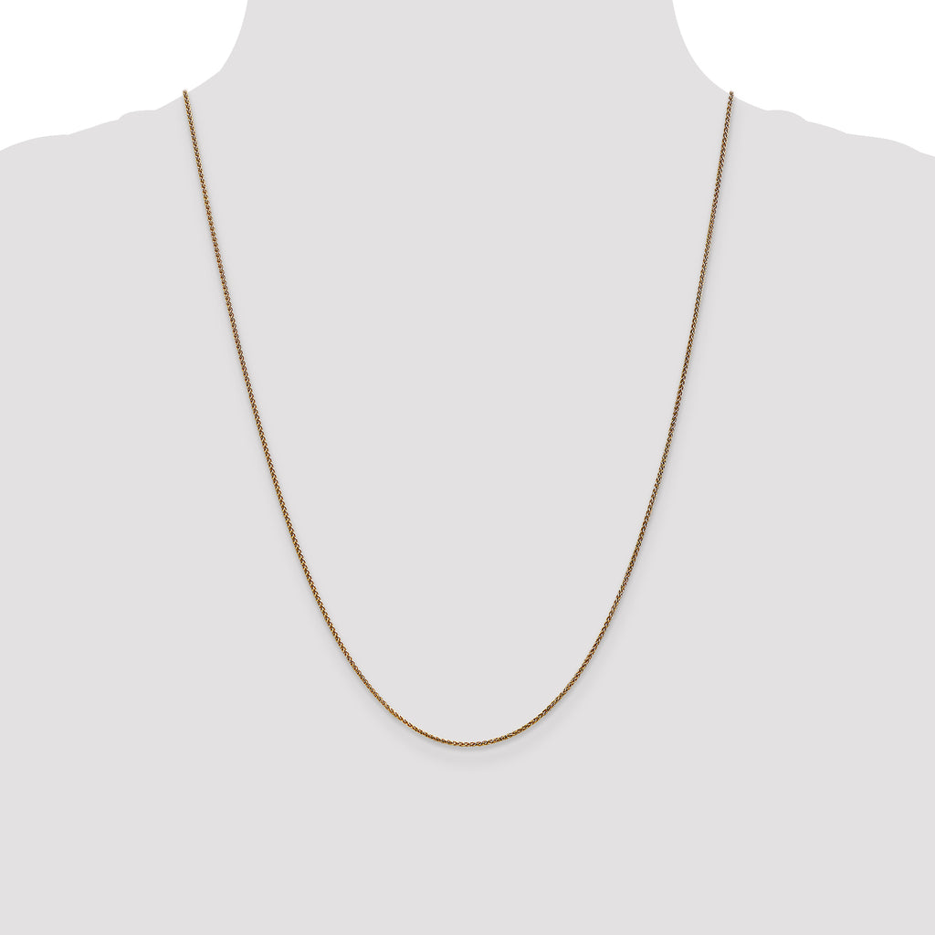 14K Yellow Gold Solid Diamond-Cut Wheat Chain Necklace 1.2mm