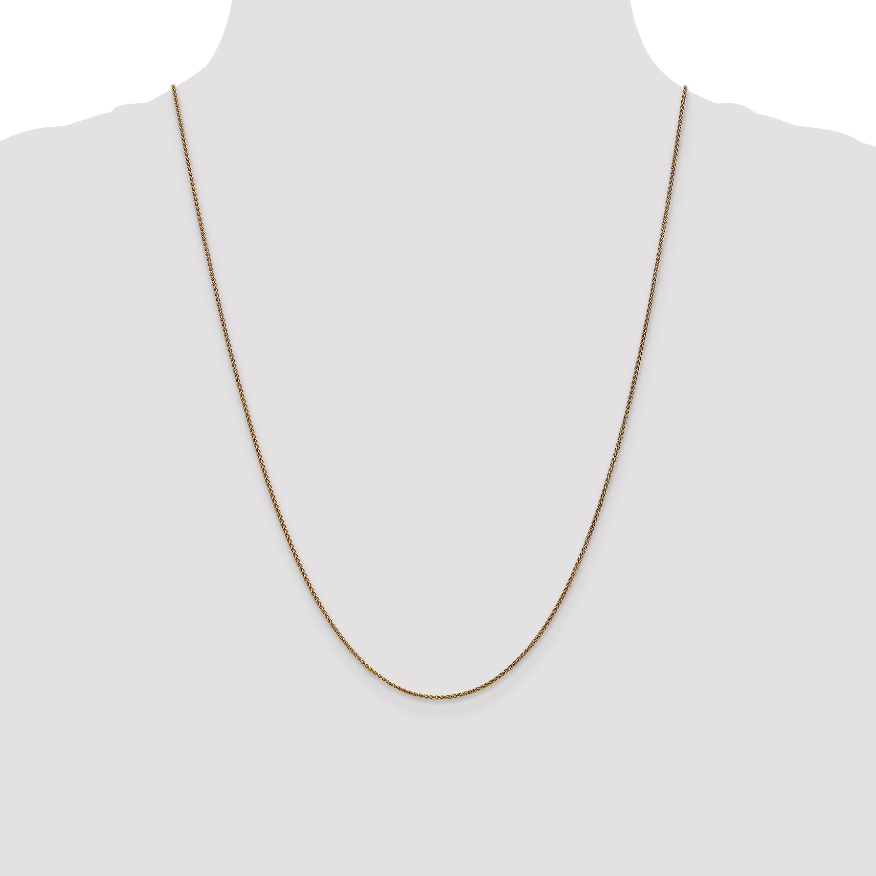 14K Yellow Gold Solid Diamond-Cut Wheat Chain Necklace 1.2mm