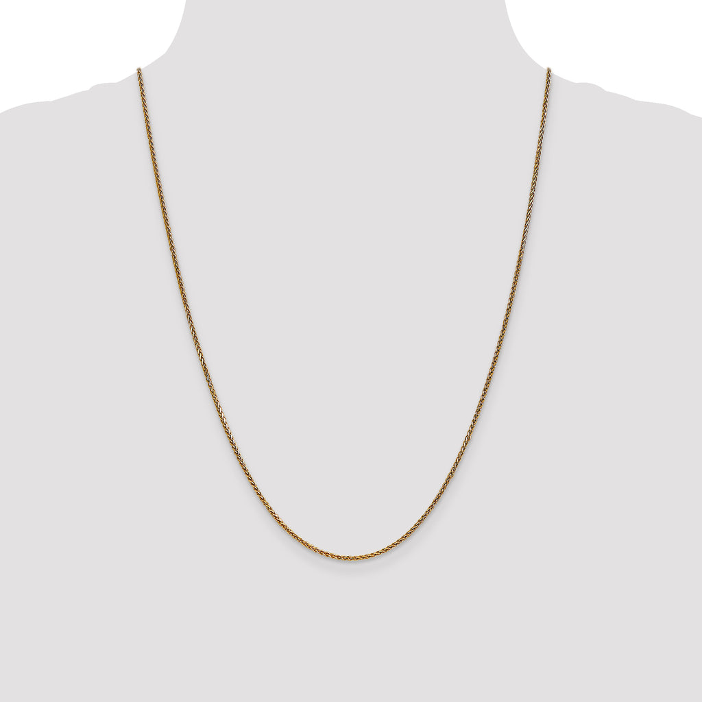 14K Yellow Gold Solid Diamond-Cut Wheat Chain Necklace 1.4mm
