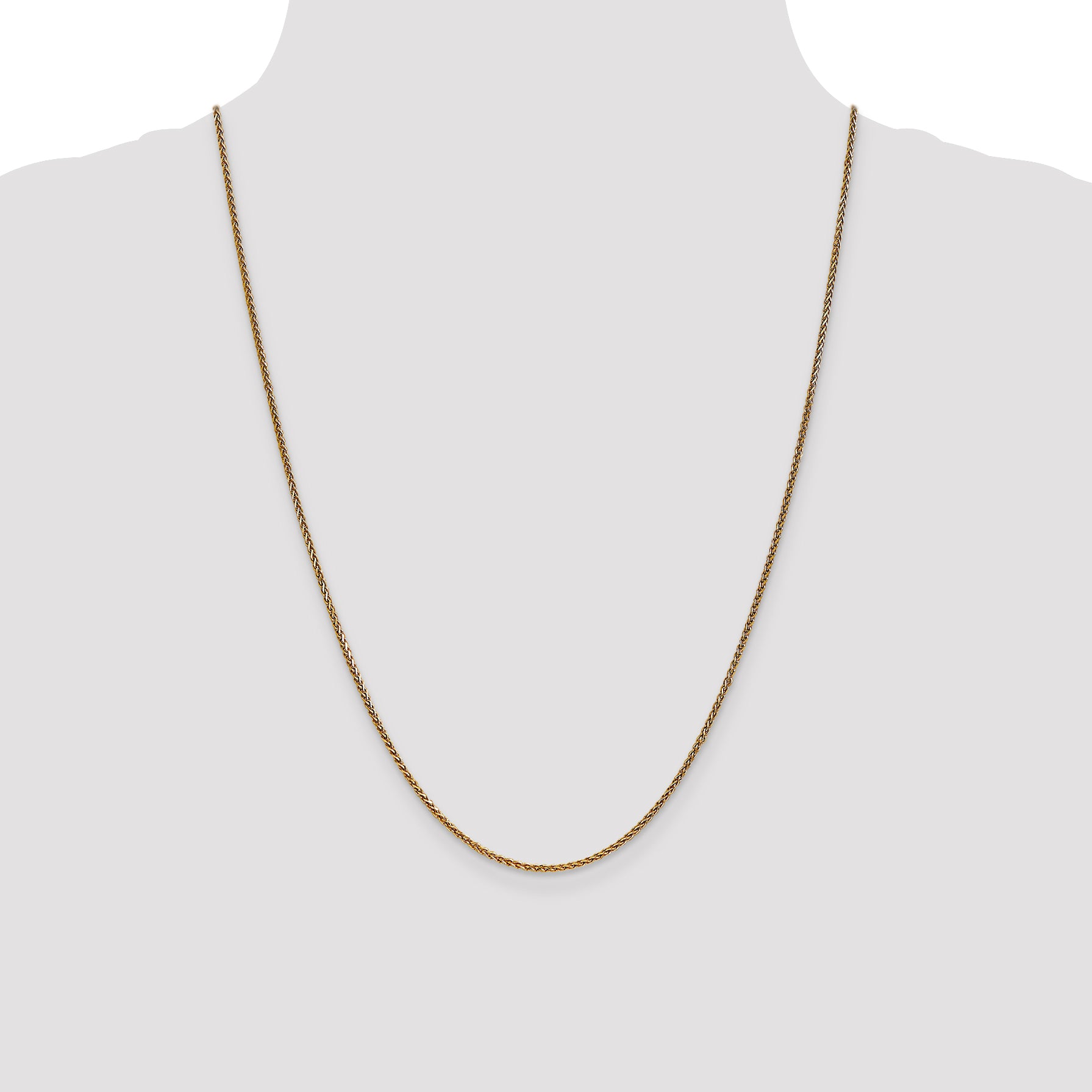 14K Yellow Gold Solid Diamond-Cut Wheat Chain Necklace 1.4mm