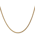 14K Yellow Gold Solid Diamond-Cut Wheat Chain Necklace 1.8mm