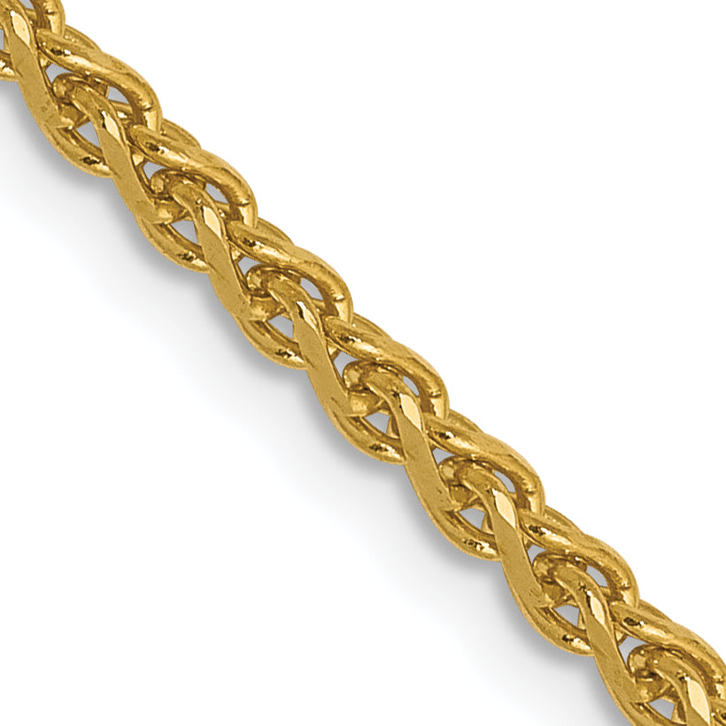 14K Yellow Gold Solid Diamond-Cut Wheat Chain Necklace 1.8mm Main image