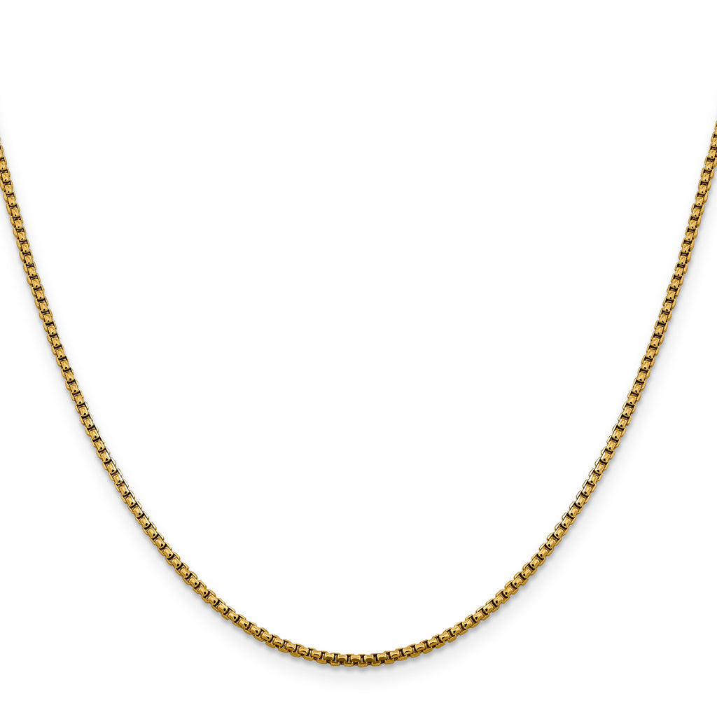 14K Yellow Gold Solid Diamond-Cut Box Chain Necklace 1.85mm