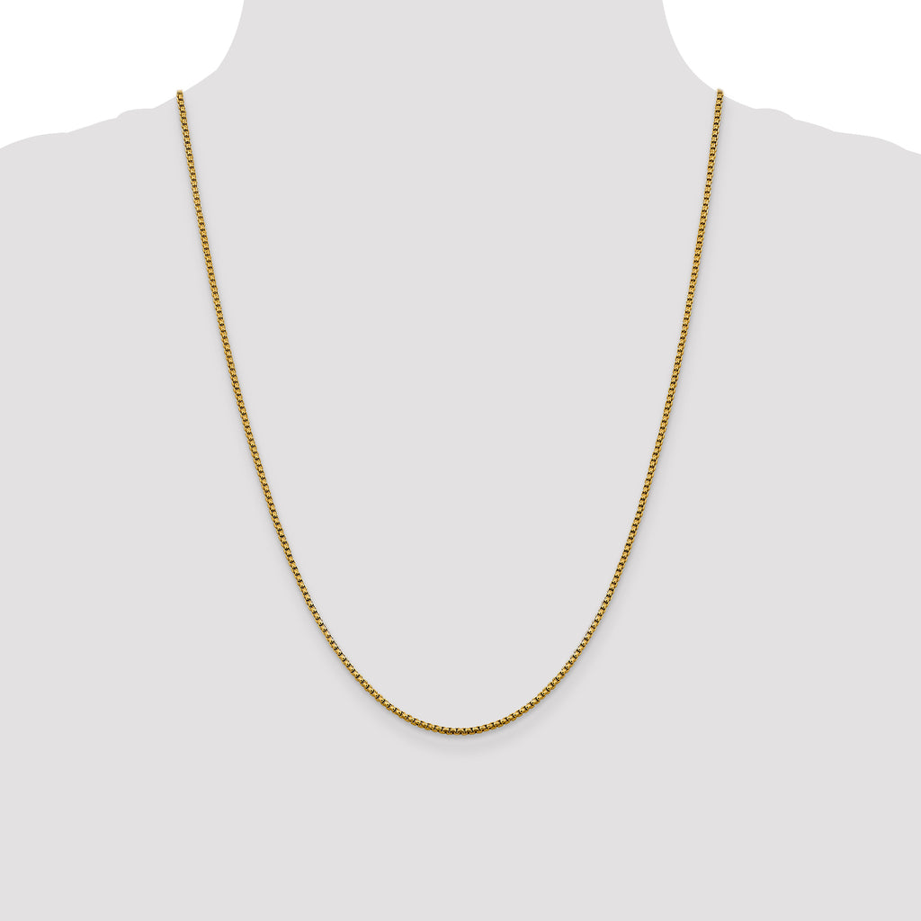 14K Yellow Gold Solid Diamond-Cut Box Chain Necklace 1.85mm