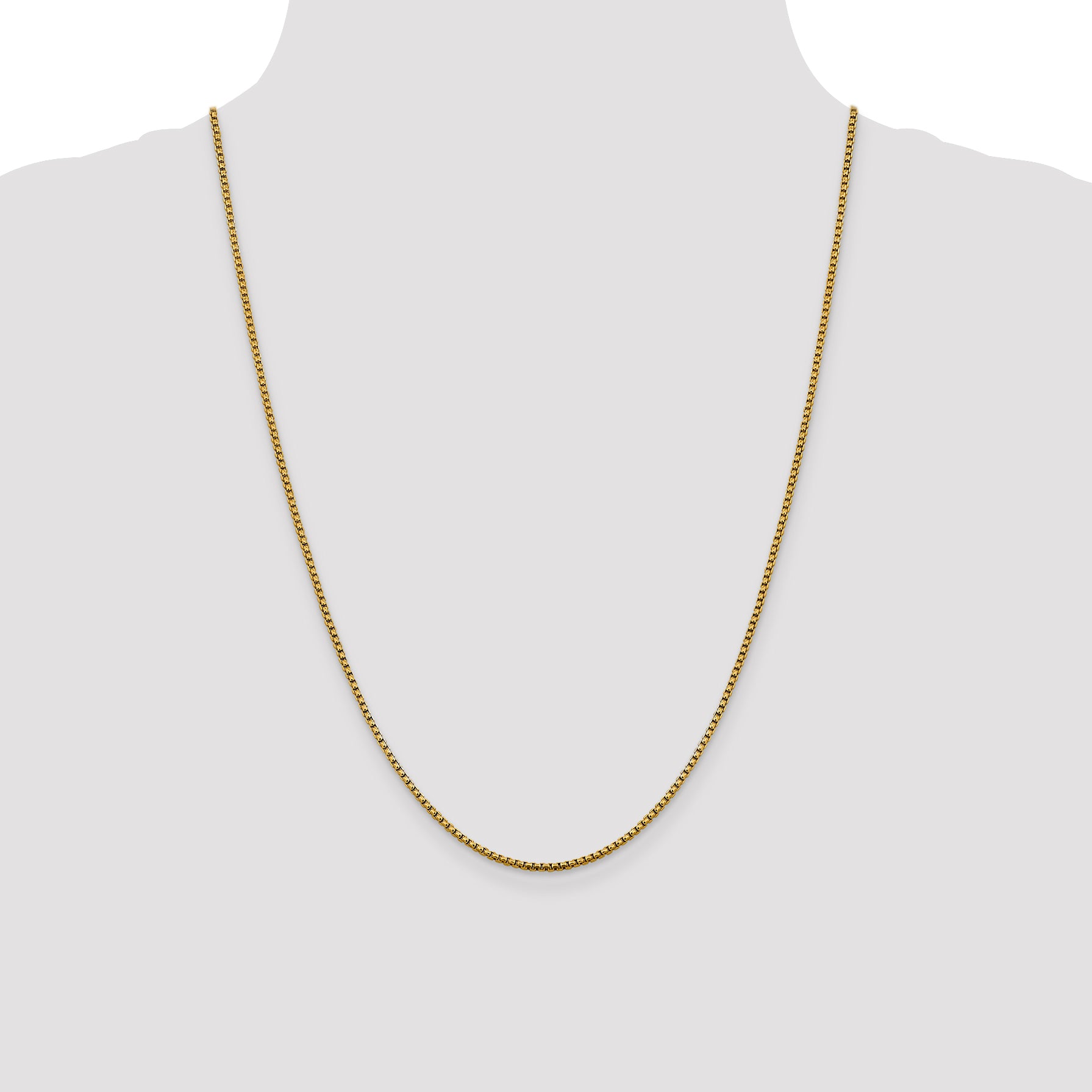 14K Yellow Gold Solid Diamond-Cut Box Chain Necklace 1.85mm
