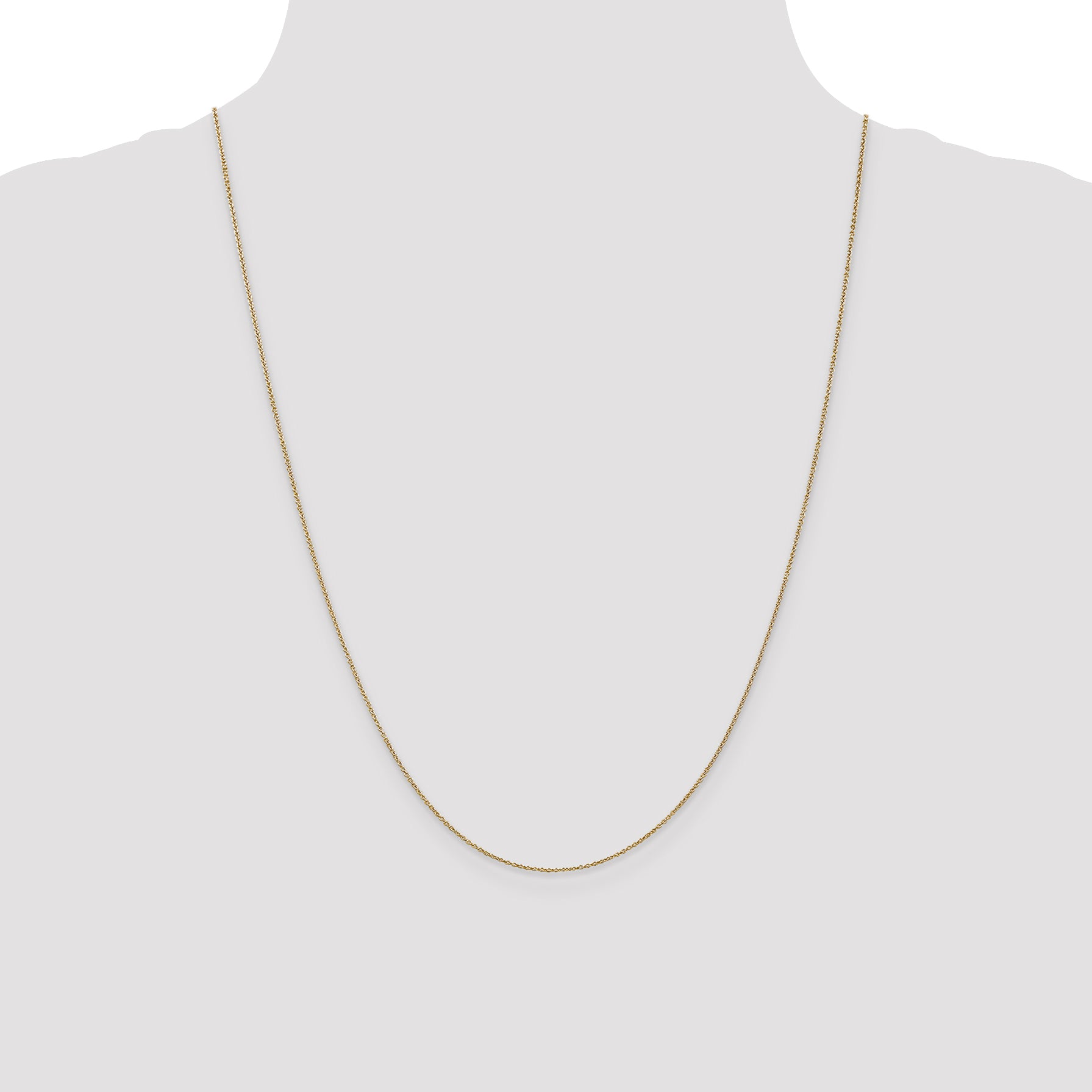 14K Yellow Gold Solid Cable Chain Necklace 0.9mm