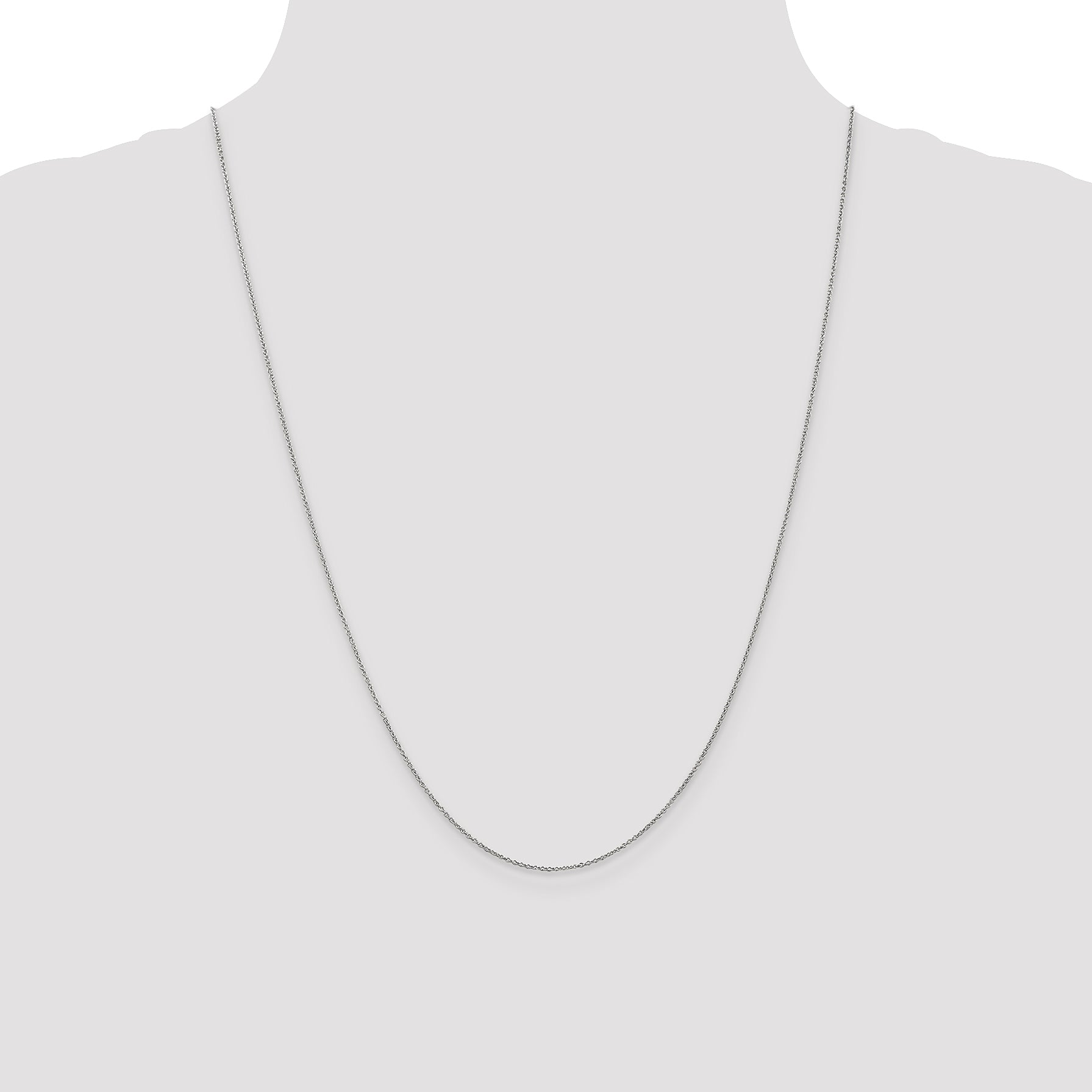 14K White Gold Solid Cable Chain Necklace 0.9mm