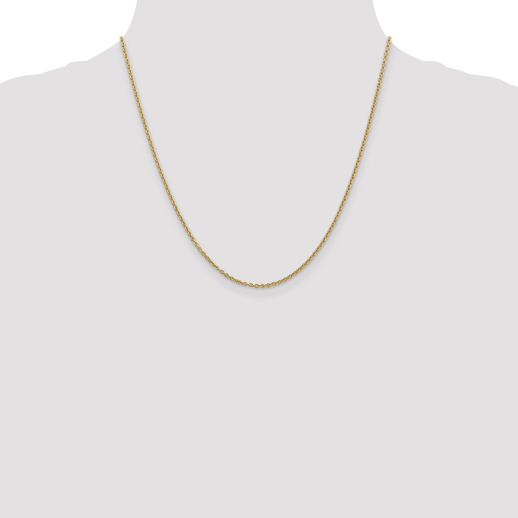 14K Yellow Gold Solid Cable Chain Necklace 1.95mm