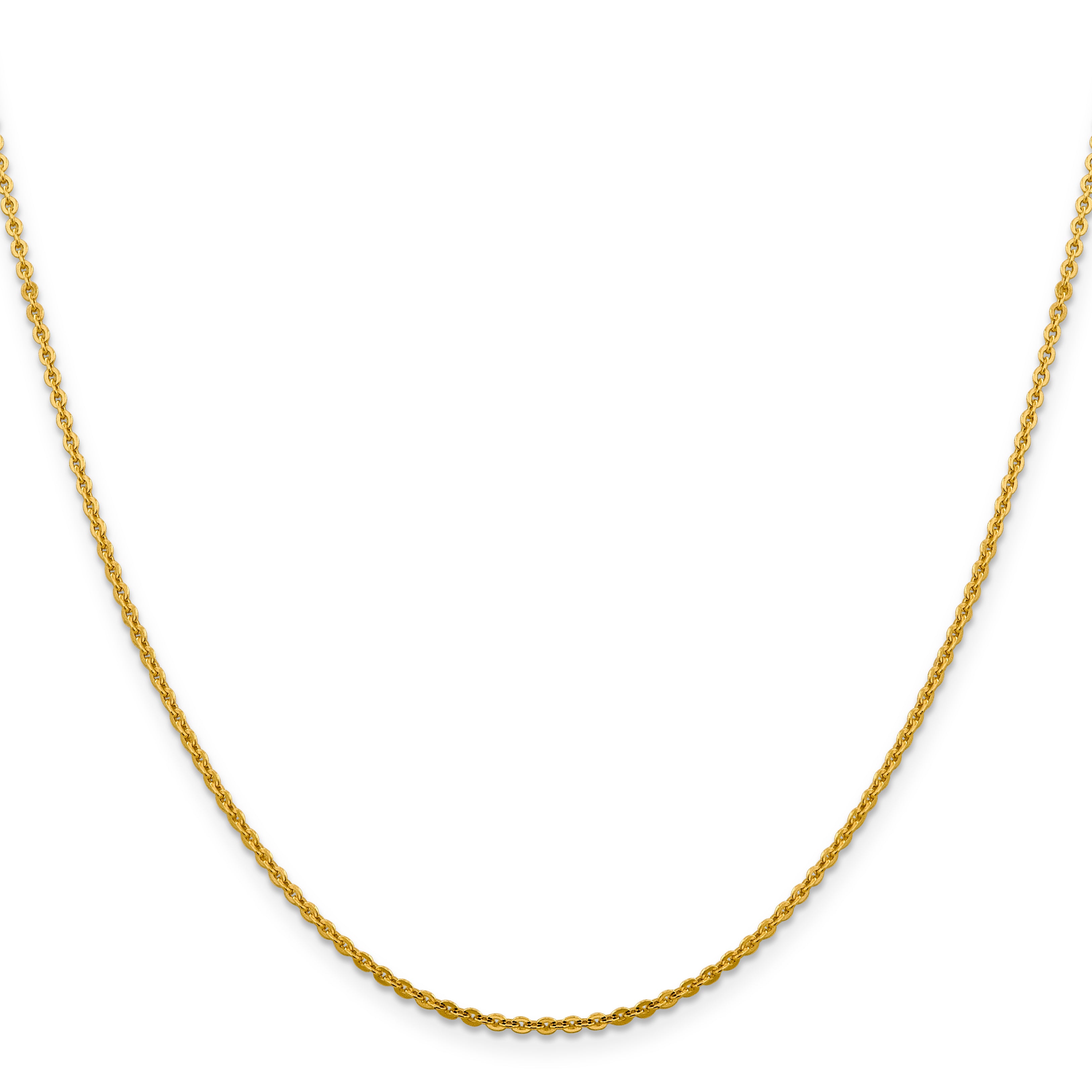 14K Yellow Gold Solid Cable Chain Necklace 1.95mm