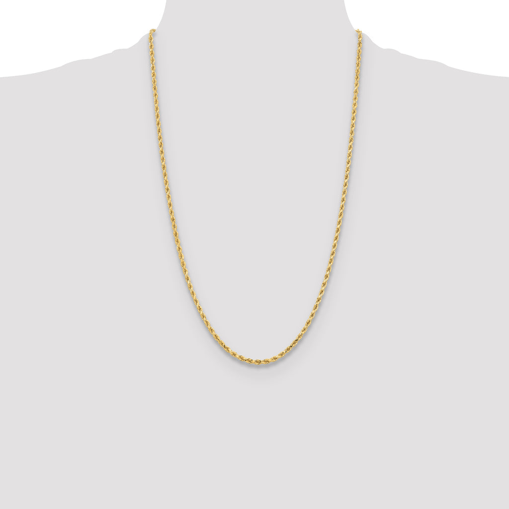 14K Yellow Gold Diamond-Cut Rope Chain Necklace 3.25mm