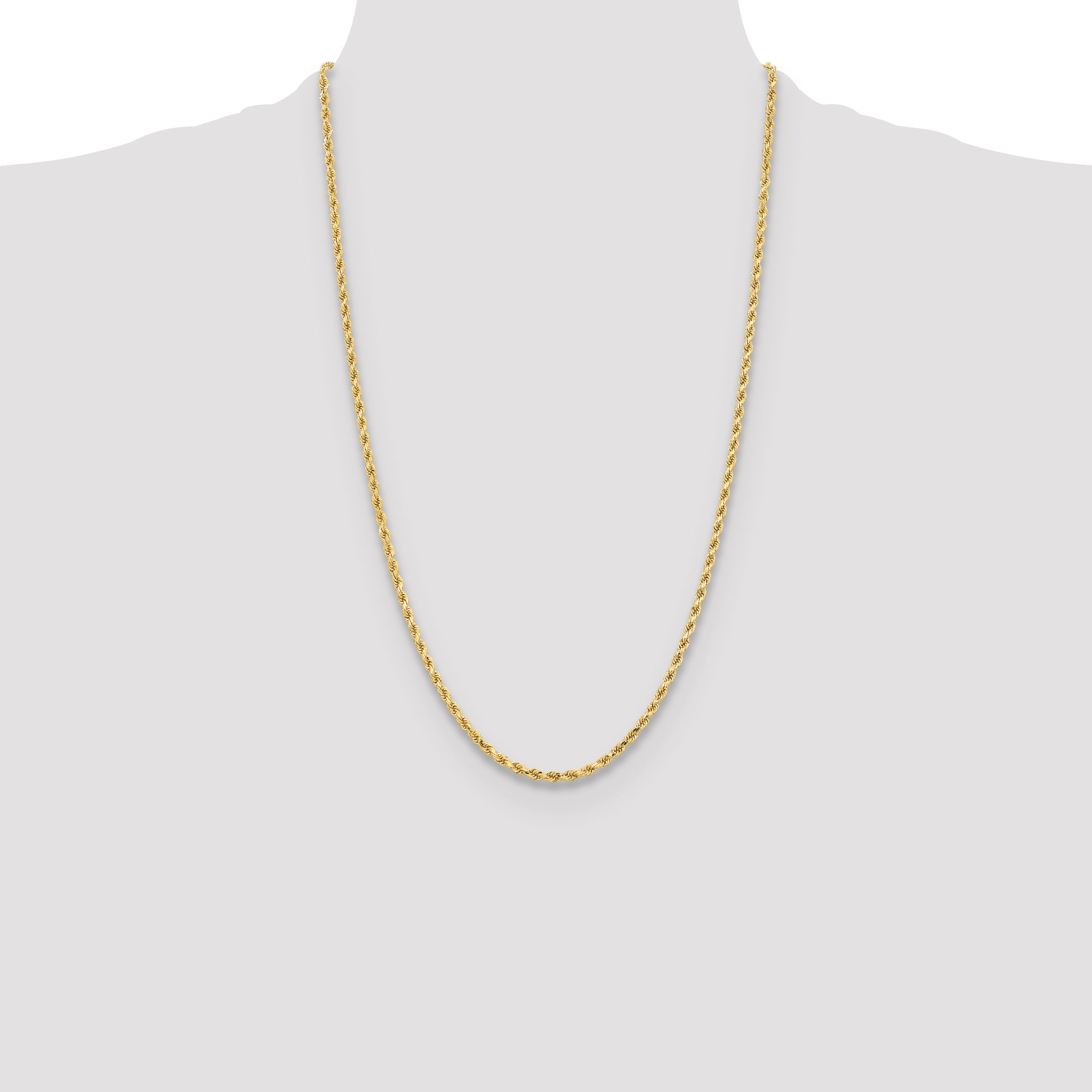 14K Yellow Gold Diamond-Cut Rope Chain Necklace 3.25mm