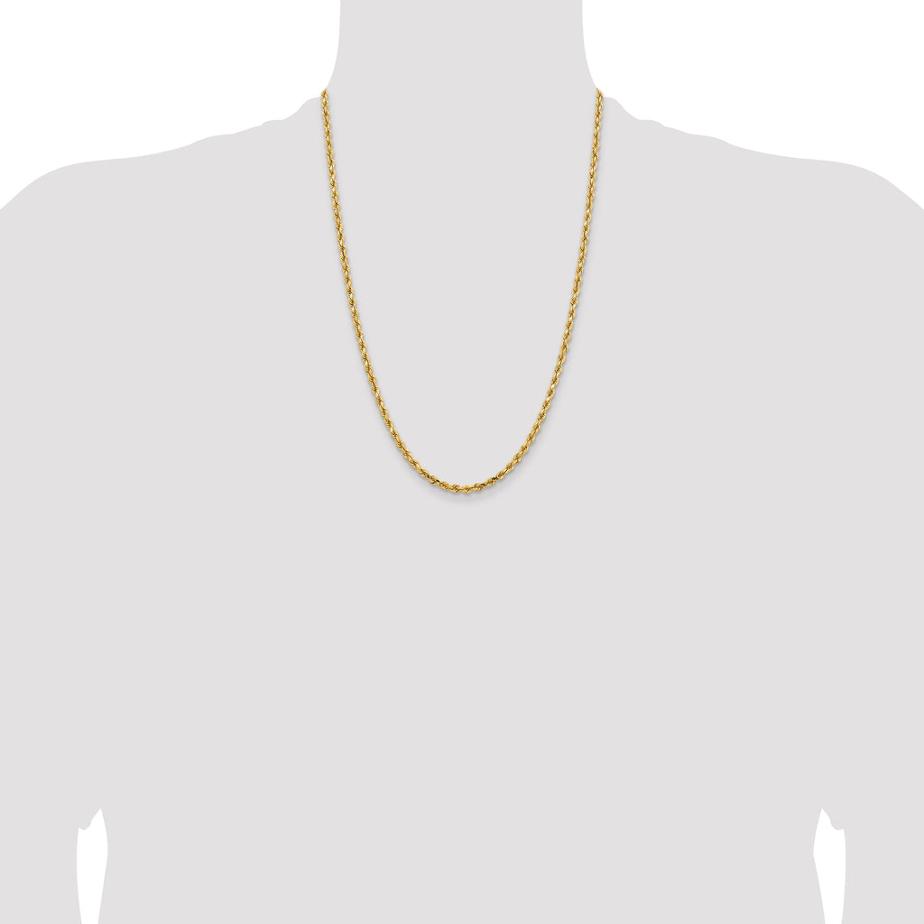 14K Yellow Gold Diamond-Cut Rope Chain Necklace 3.75mm