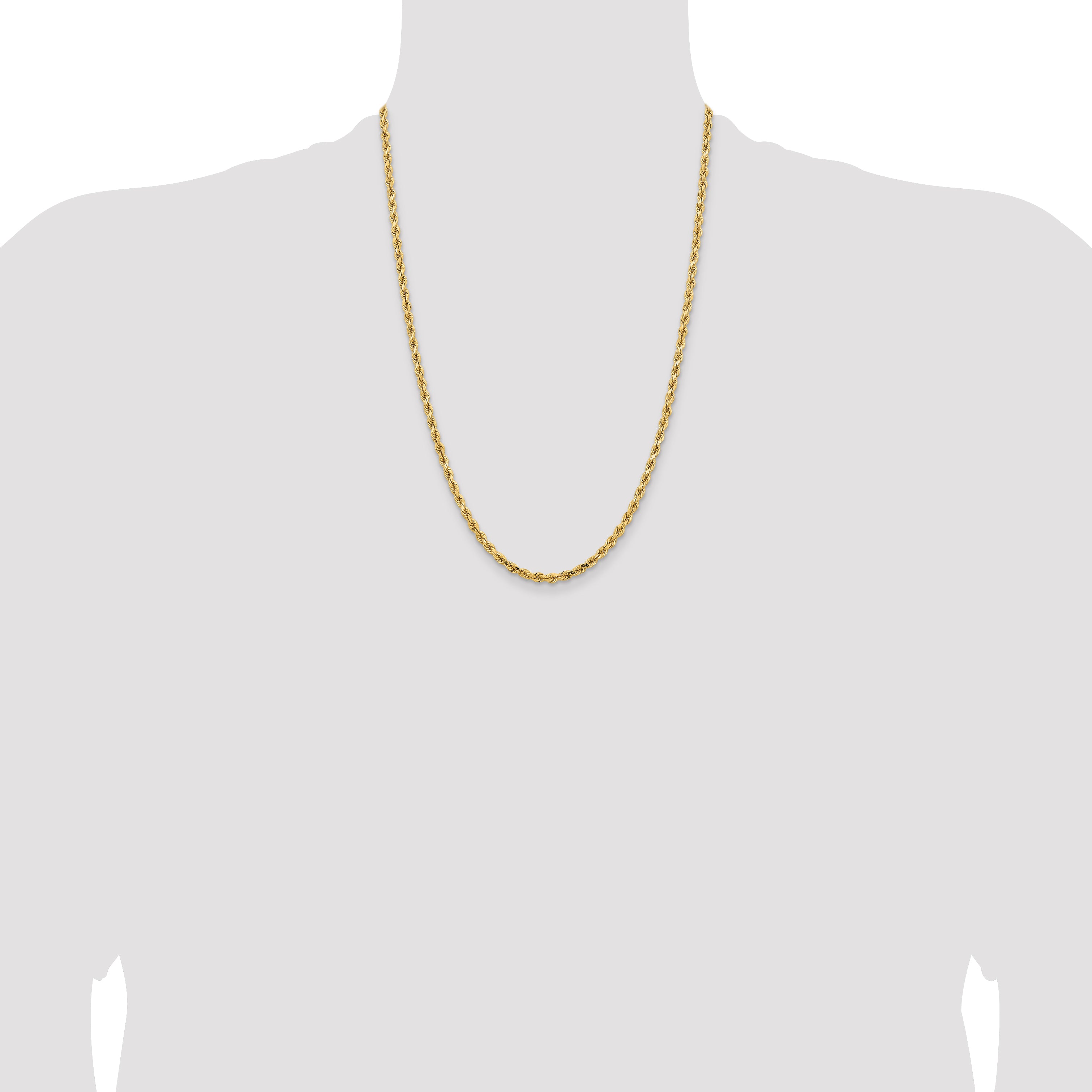 14K Yellow Gold Diamond-Cut Rope Chain Necklace 3.75mm