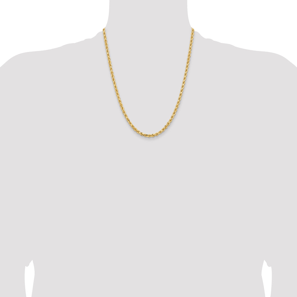 14K Yellow Gold Diamond-Cut Rope Chain Necklace 4.25mm