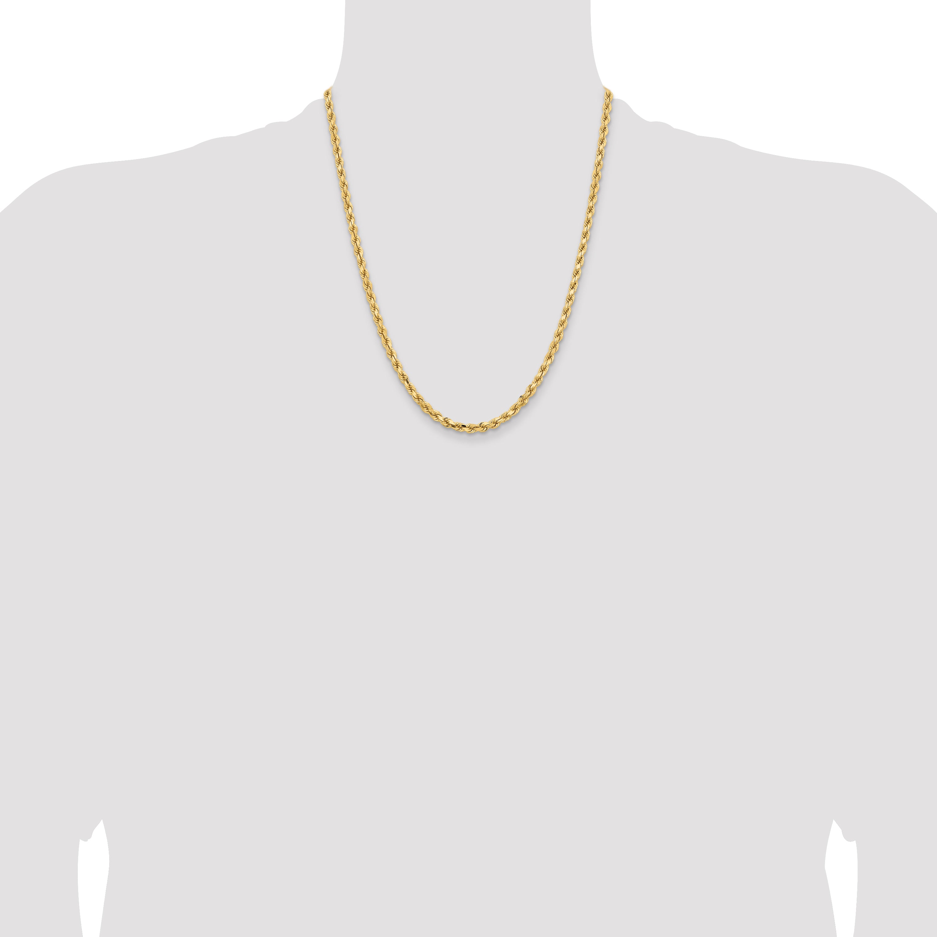 14K Yellow Gold Diamond-Cut Rope Chain Necklace 4.25mm