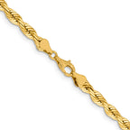 14K Yellow Gold Diamond-Cut Rope Chain Necklace 5mm