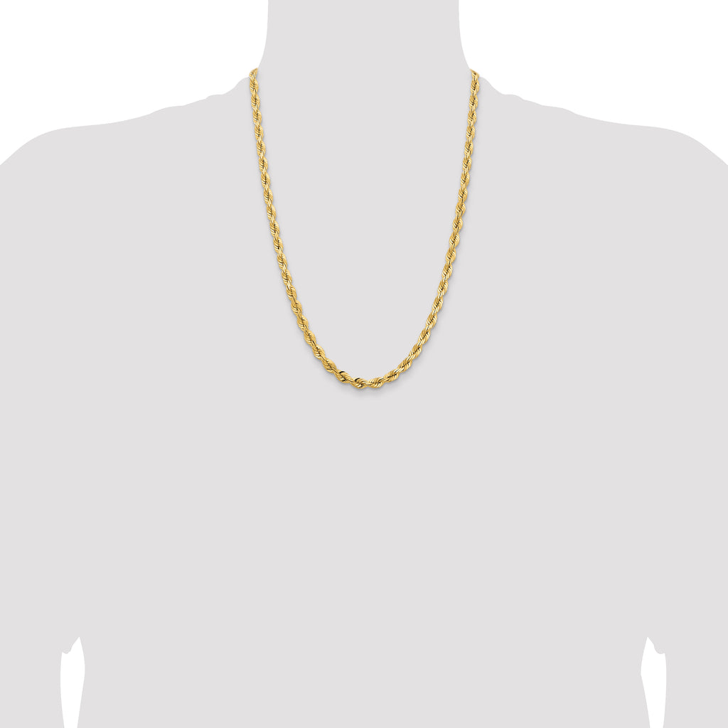 14K Yellow Gold Diamond-Cut Rope Chain Necklace 5mm