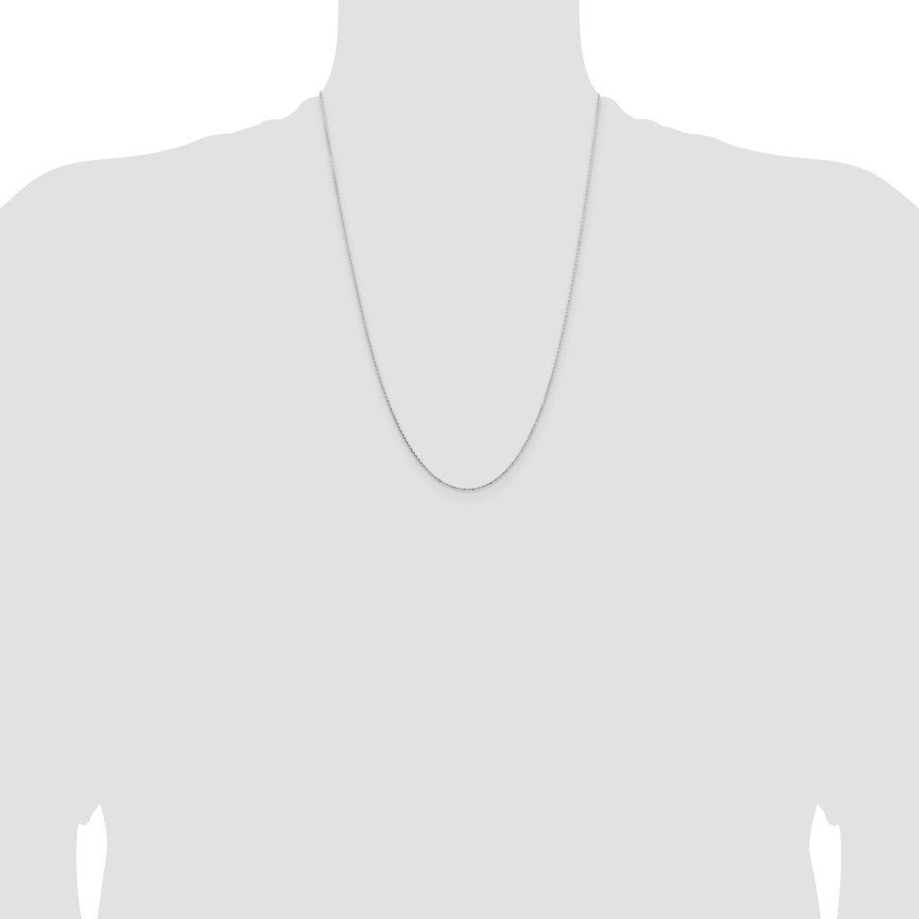14K White Gold Diamond-Cut Cable Chain Necklace 1.05mm