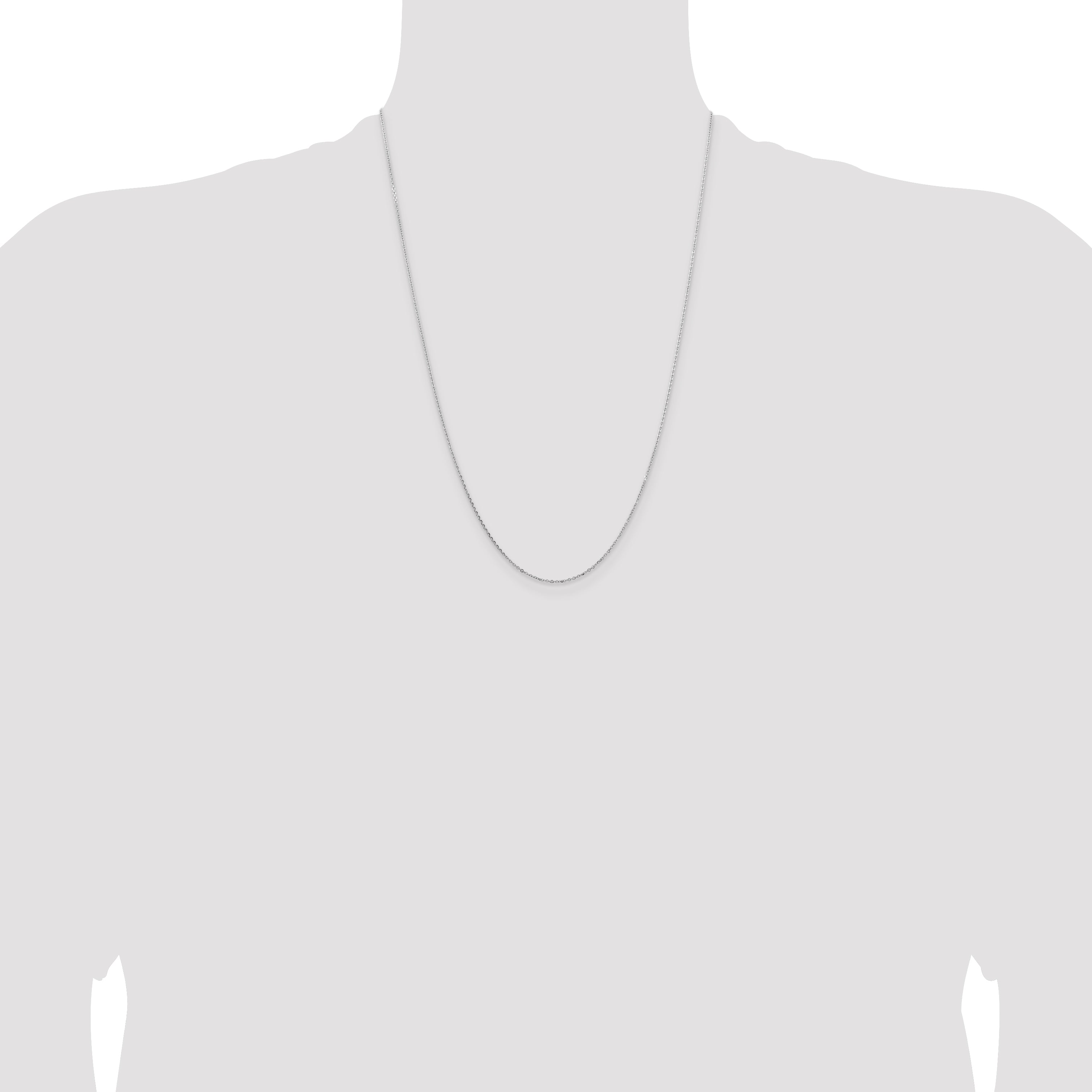 14K White Gold Diamond-Cut Cable Chain Necklace 1.05mm