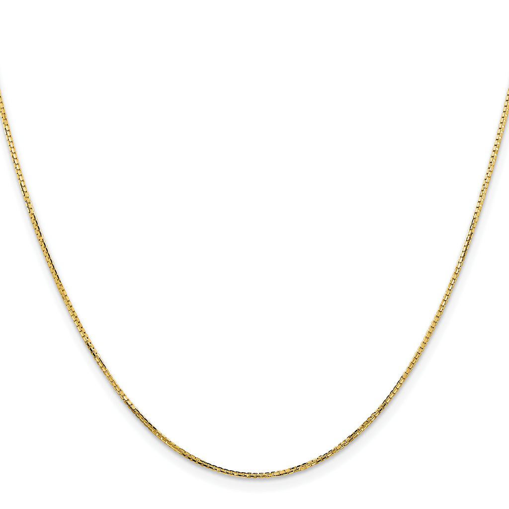 14K Yellow Gold Solid Box Chain Necklace 1.1mm