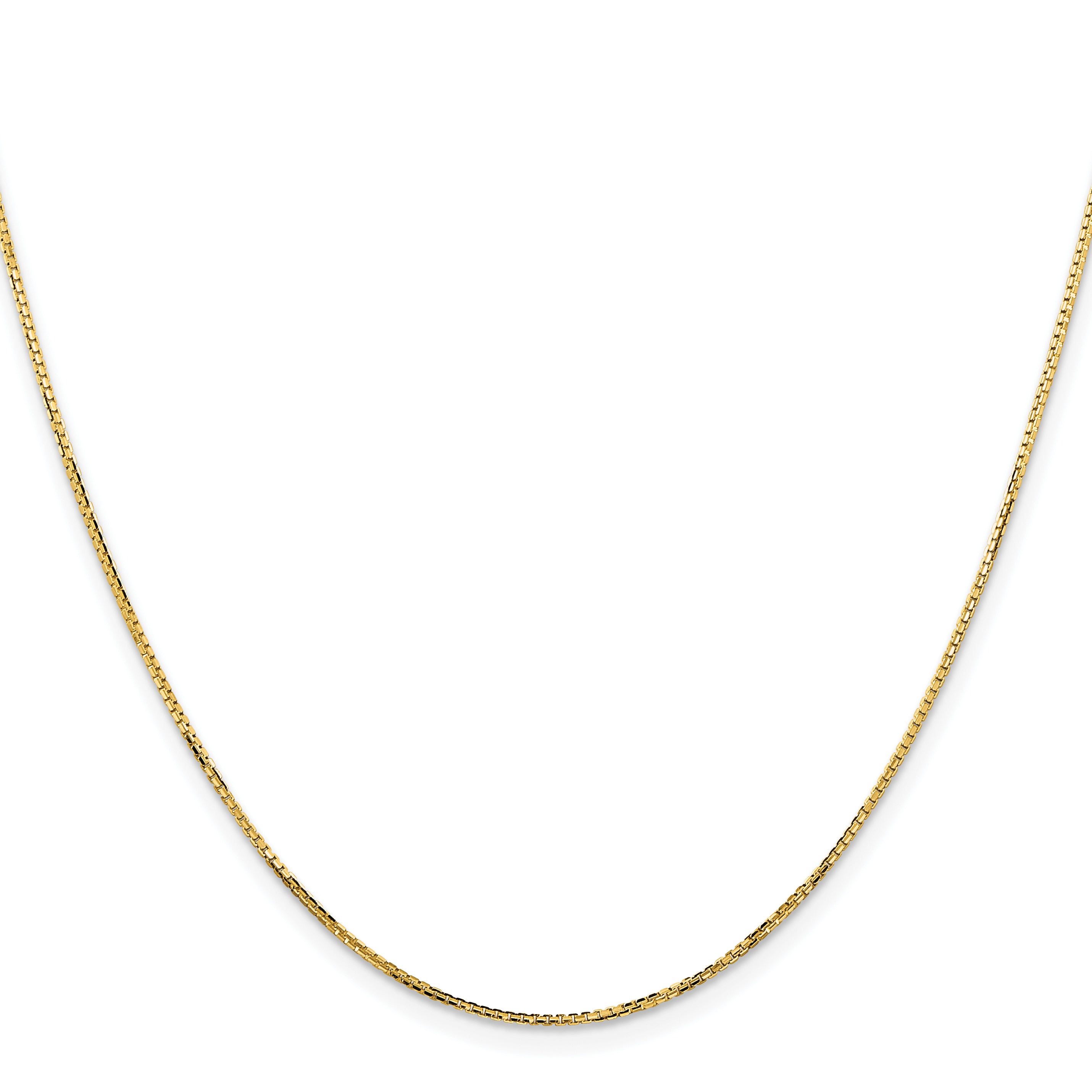 14K Yellow Gold Solid Box Chain Necklace 1.1mm