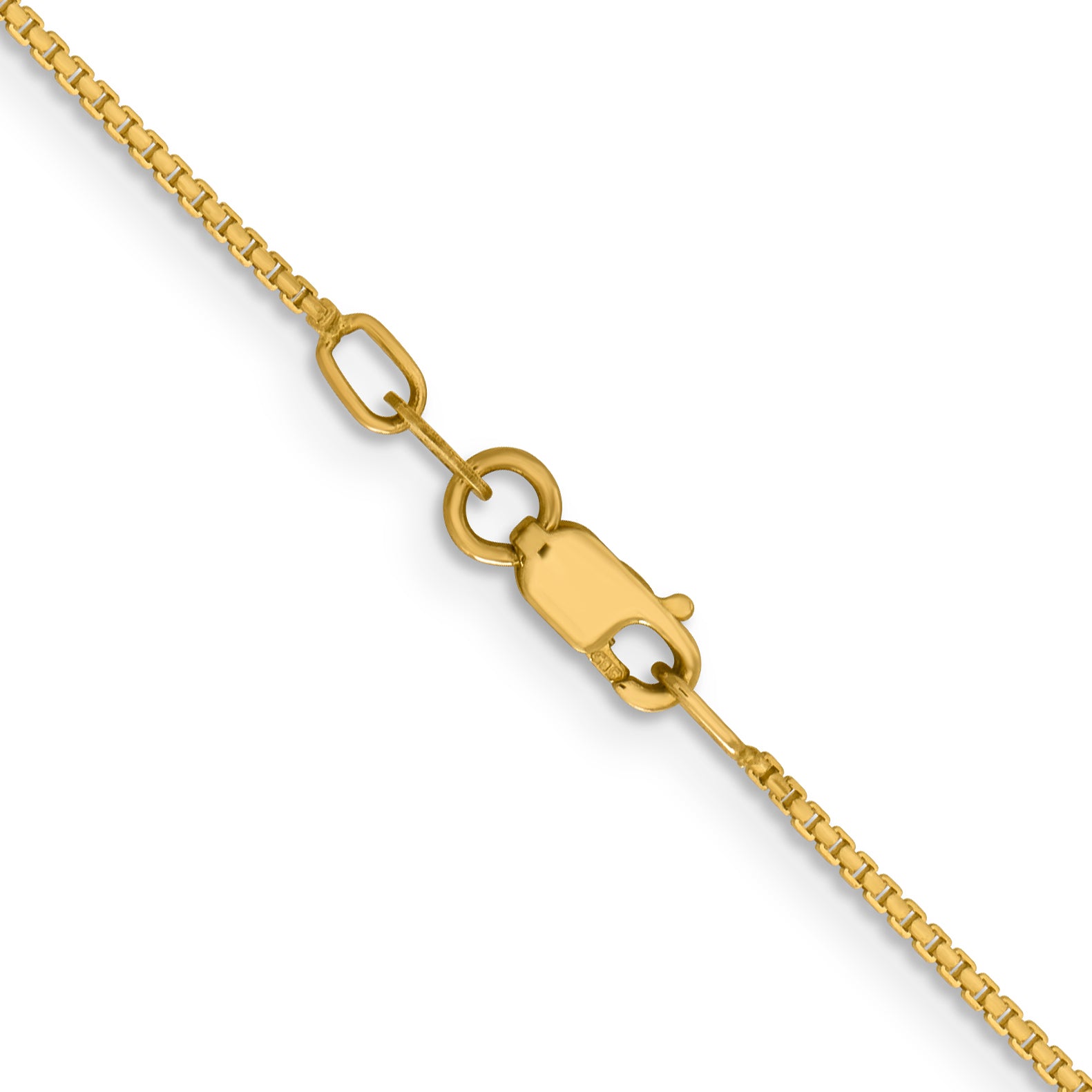 14K Yellow Gold Solid Box Chain Necklace 1.1mm