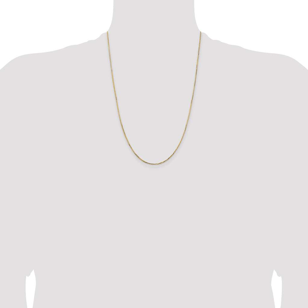 14K Yellow Gold Solid Box Chain Necklace 1.1mm