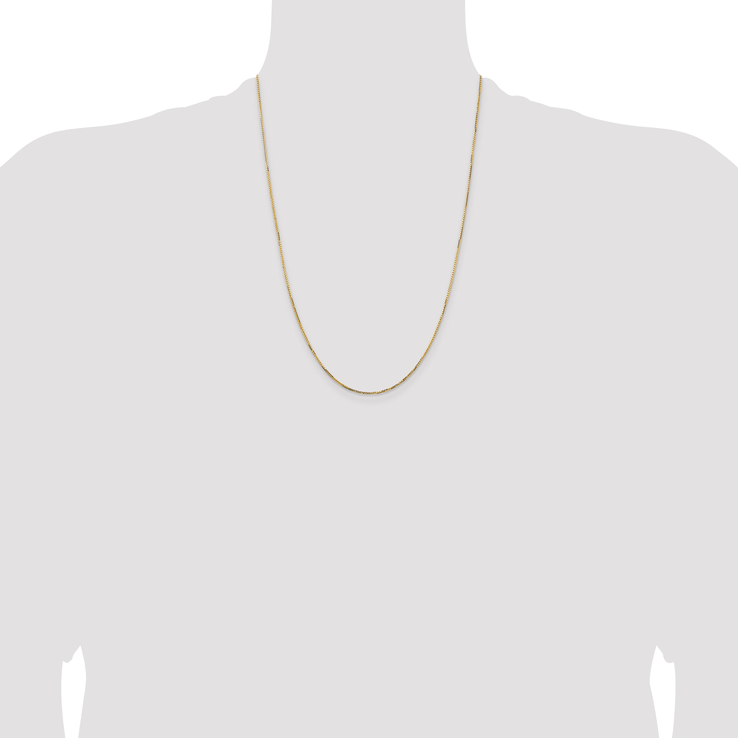 14K Yellow Gold Solid Box Chain Necklace 1.1mm