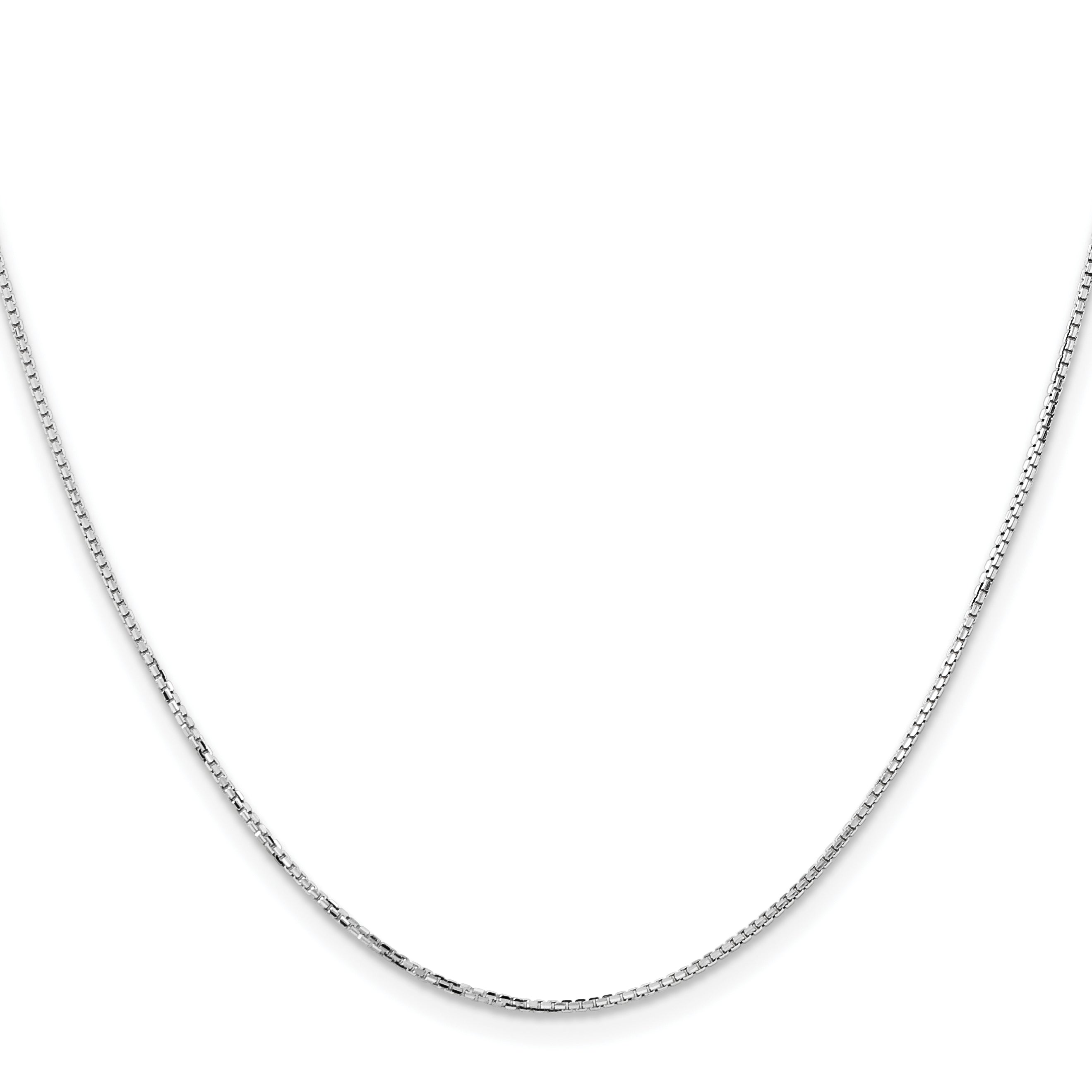 14K White Gold Solid Box Chain Necklace 1.1mm