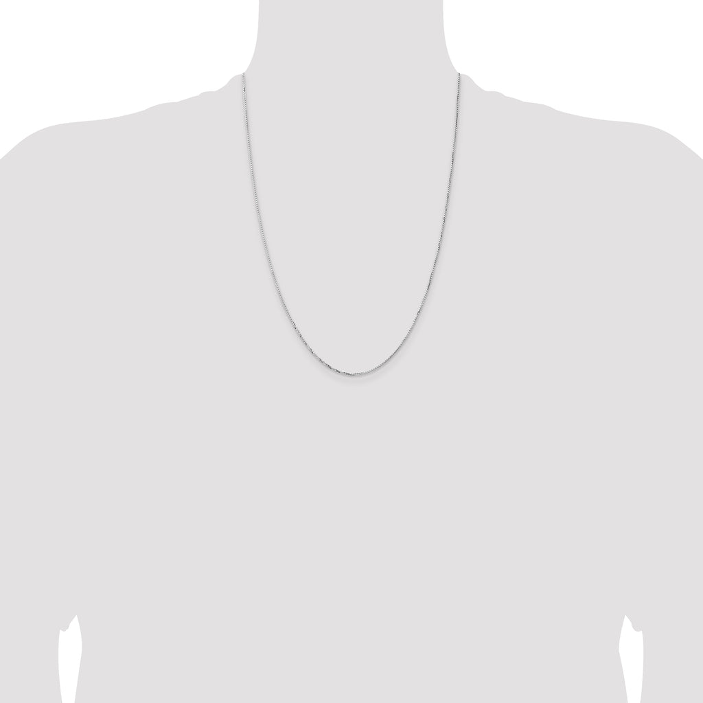 14K White Gold Solid Box Chain Necklace 1.1mm