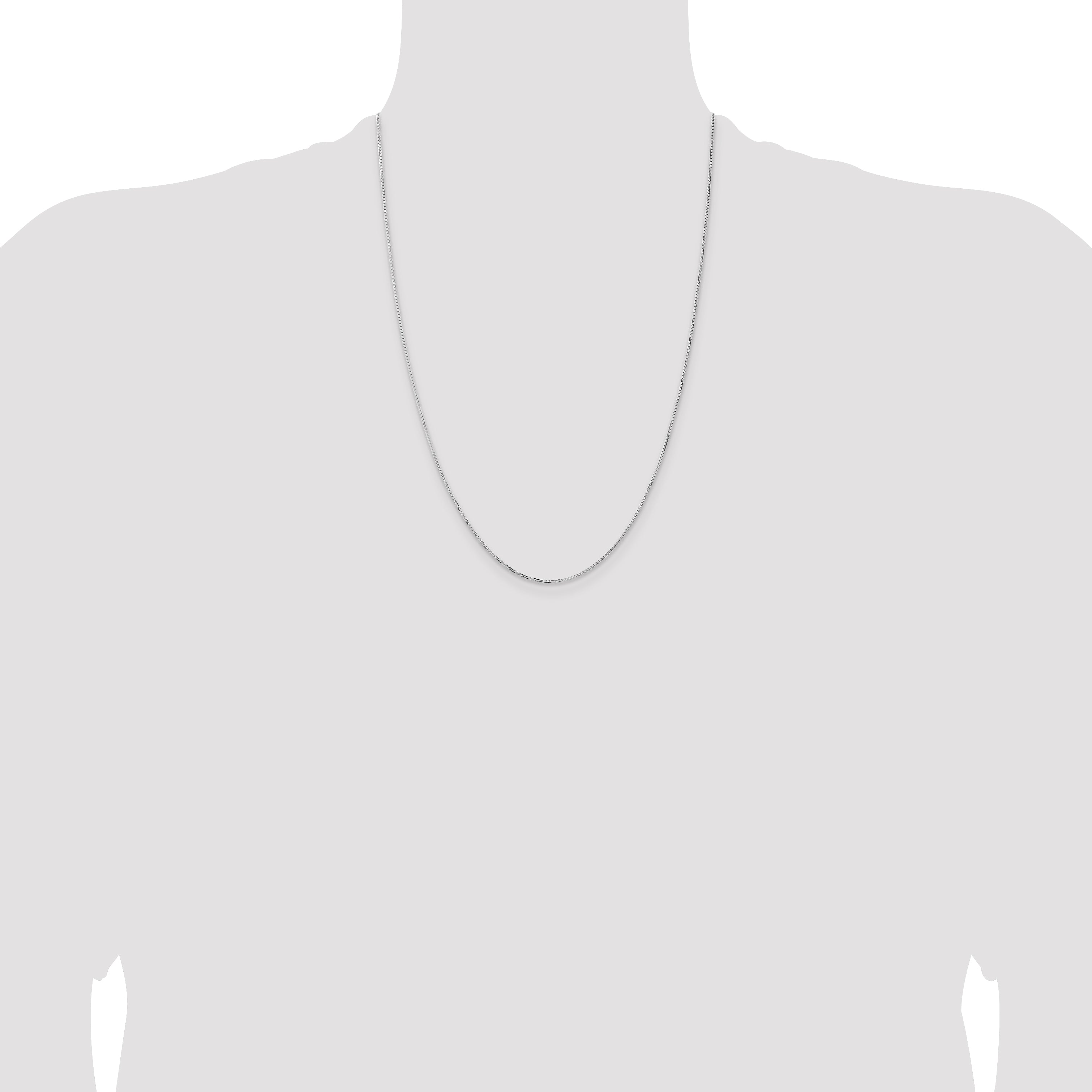 14K White Gold Solid Box Chain Necklace 1.1mm