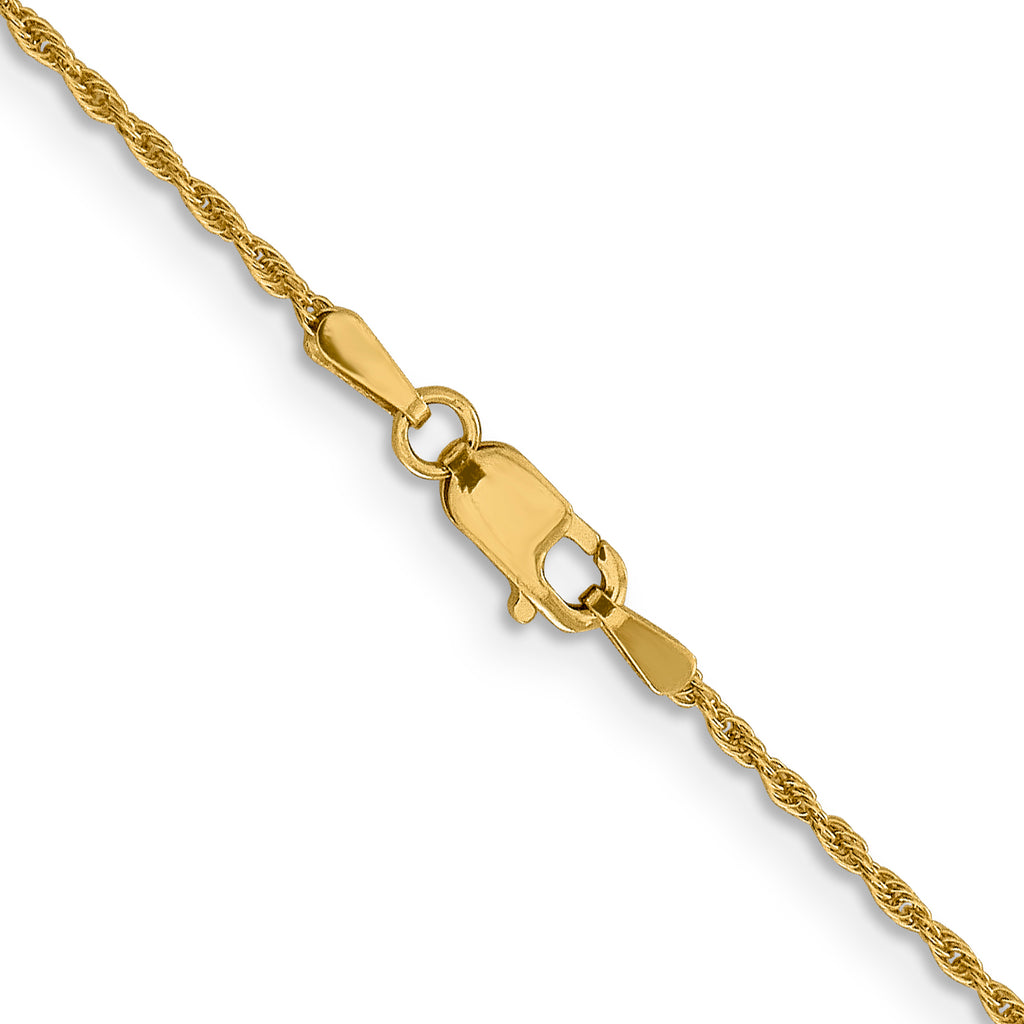 14K Yellow Gold Solid Rope Chain Necklace 1.3mm