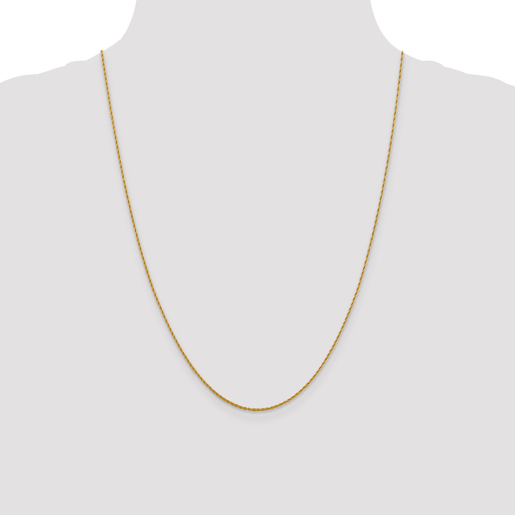 14K Yellow Gold Solid Rope Chain Necklace 1.3mm