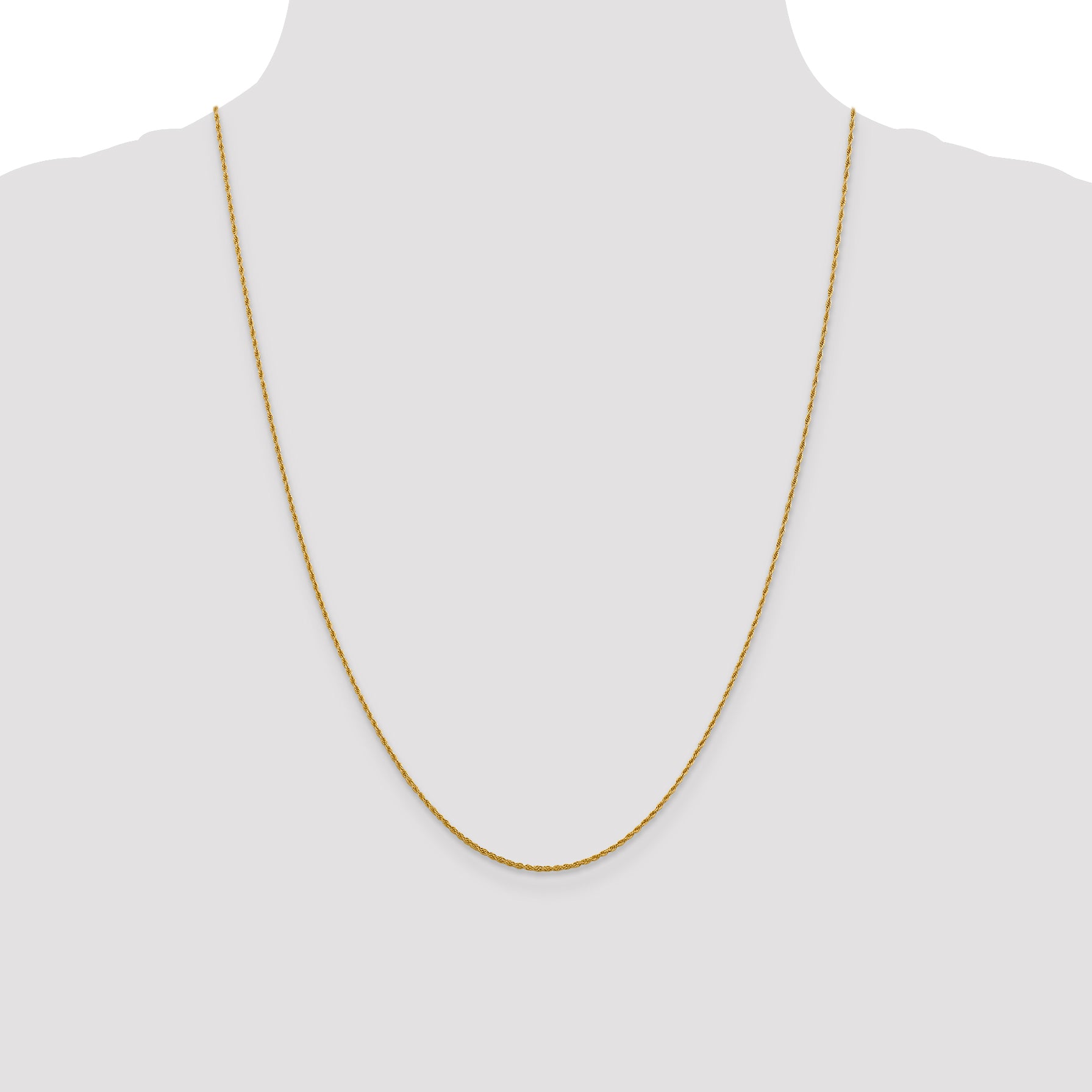 14K Yellow Gold Solid Rope Chain Necklace 1.3mm